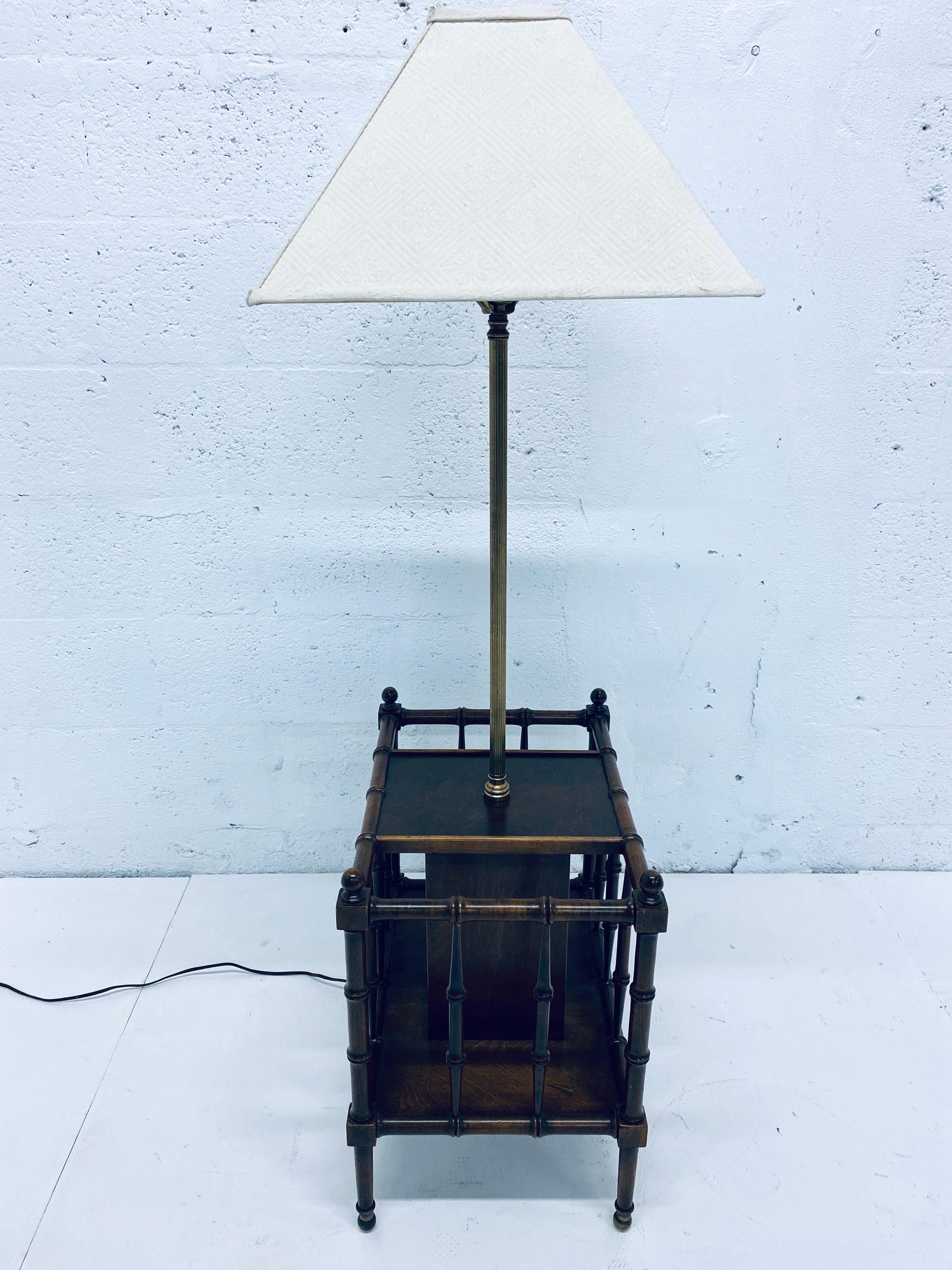 Mid-Century Modern Frederick Cooper Faux Bamboo and Brass Floor Table Lamp