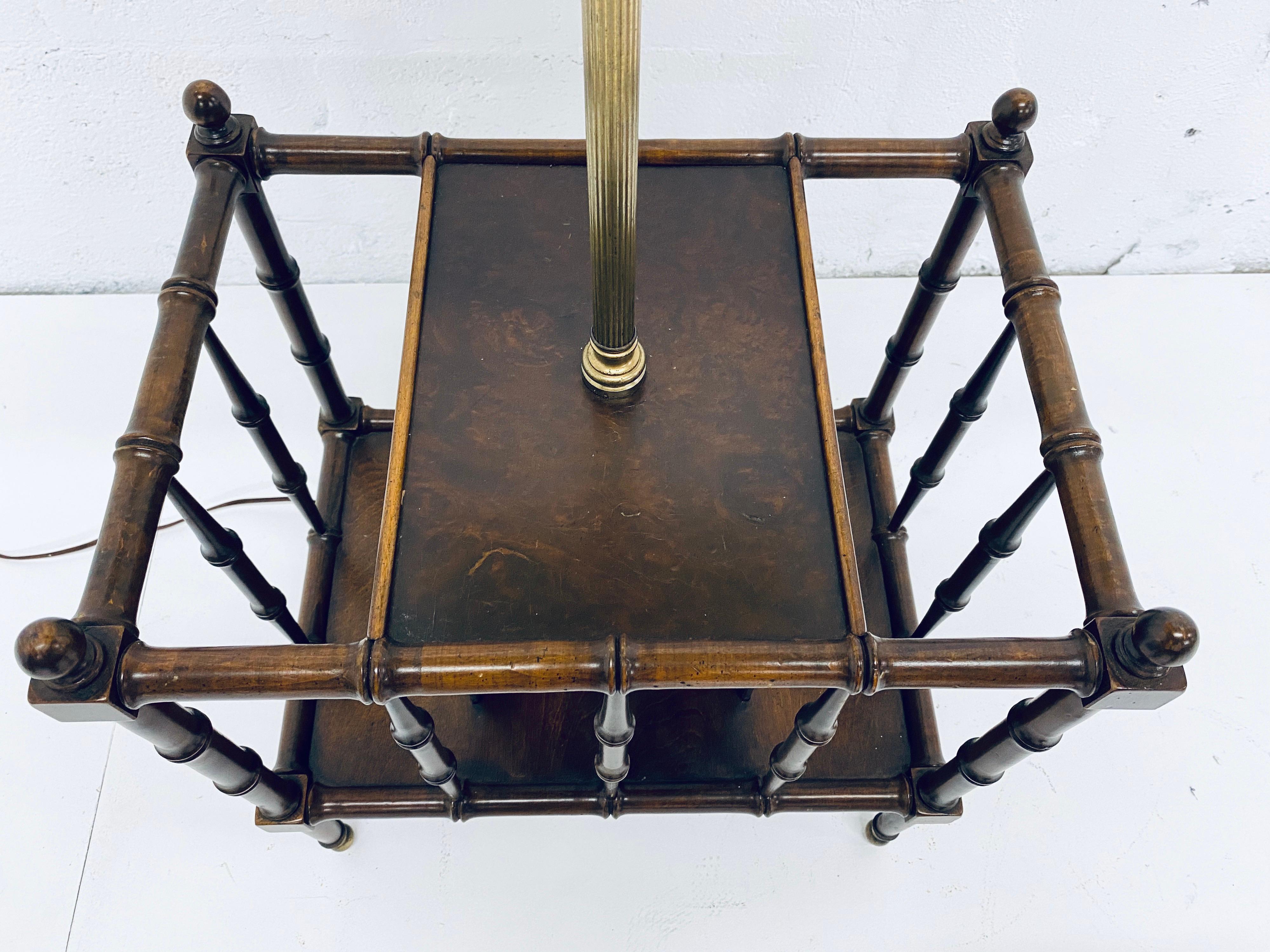 Late 20th Century Frederick Cooper Faux Bamboo and Brass Floor Table Lamp