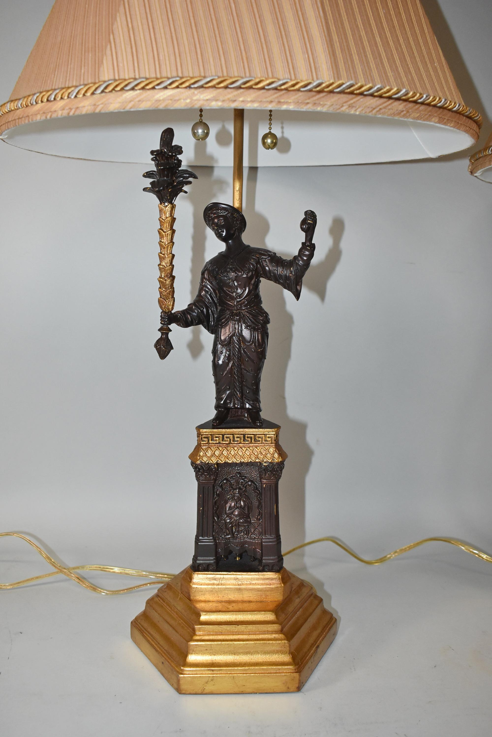Empire Frederick Cooper Lampes de table en bronze figuratif en vente