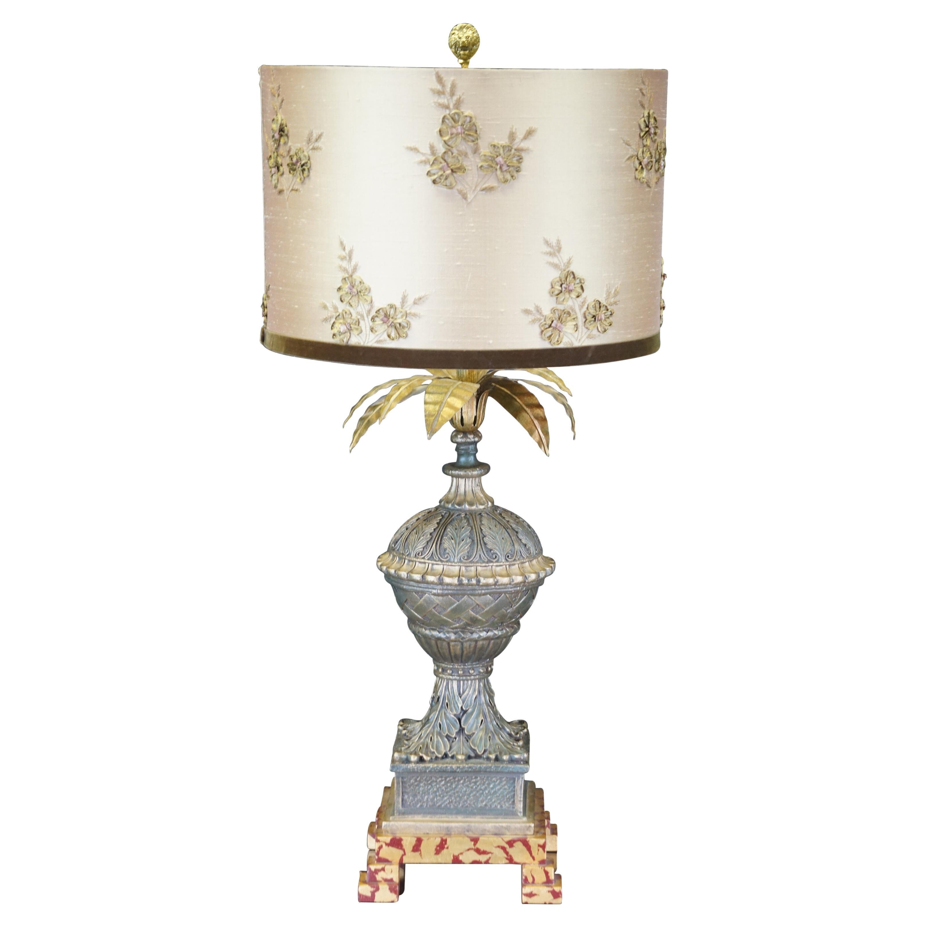 Frederick Cooper French Basketweave Urn Pineapple Buffet Table Lamp Marbled Base