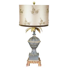 Retro Frederick Cooper French Basketweave Urn Pineapple Buffet Table Lamp Marbled Base