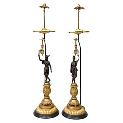Frederick Cooper Gilt Bronze Chinoiserie Pagoda Male / Female Table Lamps - Pair