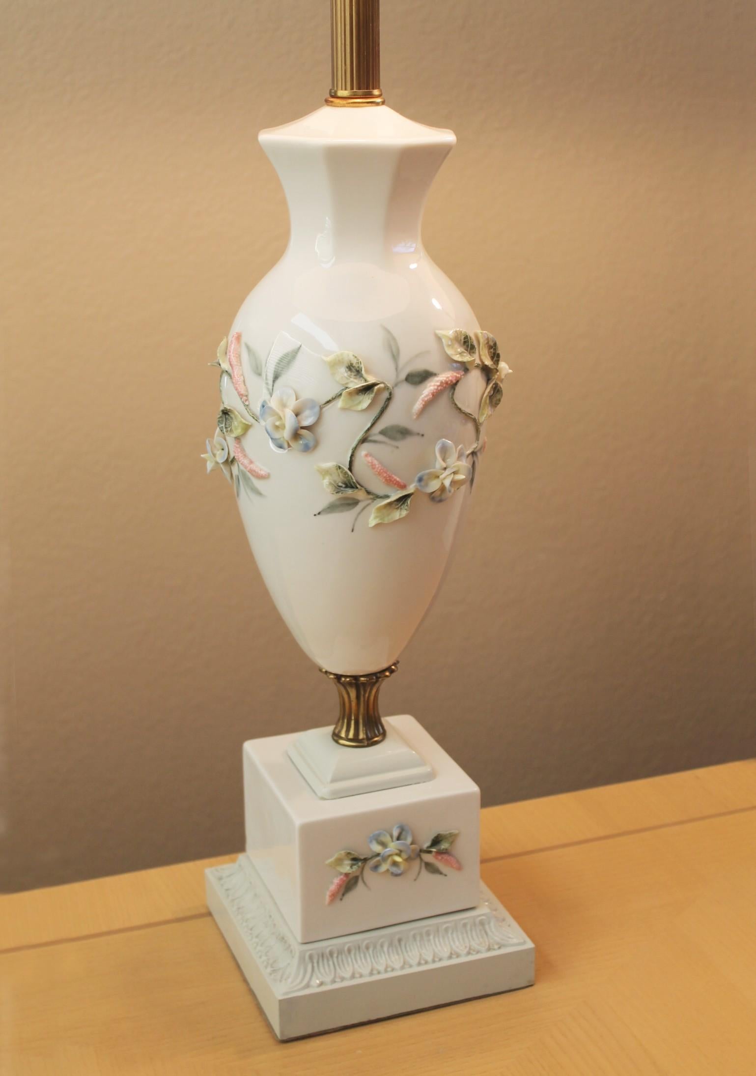 Hand-Crafted Frederick Cooper Gorgeous Rococo Italian Porcelain Lamp Pair! Floral Louis XV For Sale