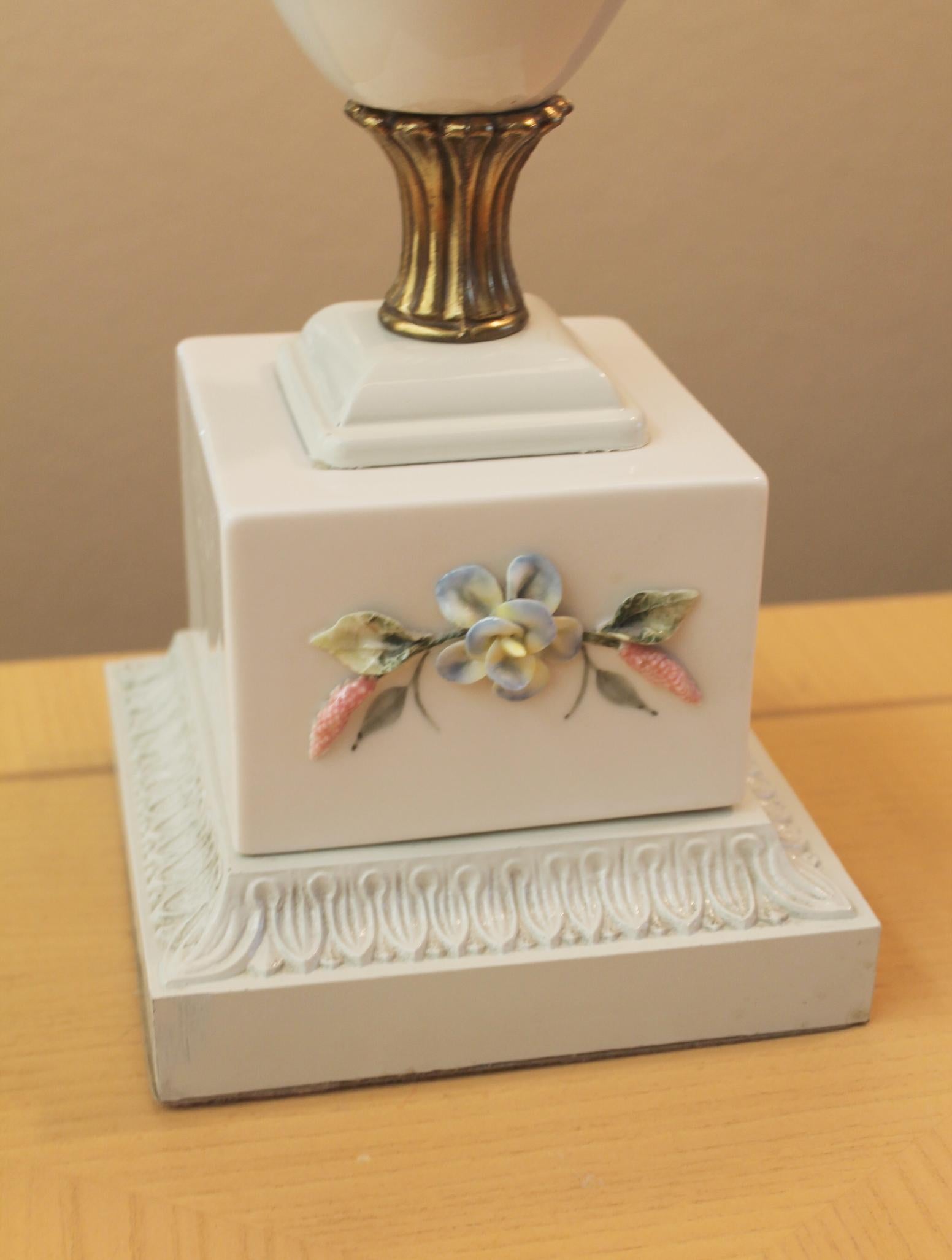 20th Century Frederick Cooper Gorgeous Rococo Italian Porcelain Lamp Pair! Floral Louis XV For Sale