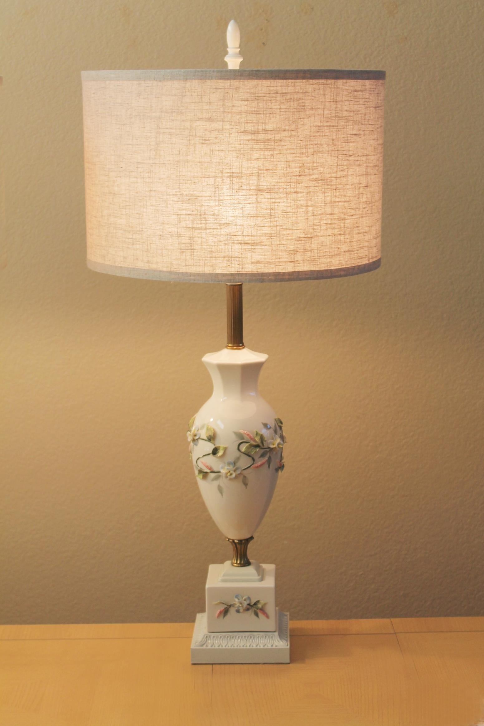 Frederick Cooper Gorgeous Rococo Italian Porcelain Lamp Pair! Floral Louis XV For Sale 2