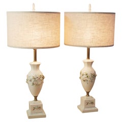Frederick Cooper Gorgeous Rococo Italian Porcelain Lamp Pair! Floral Louis XV