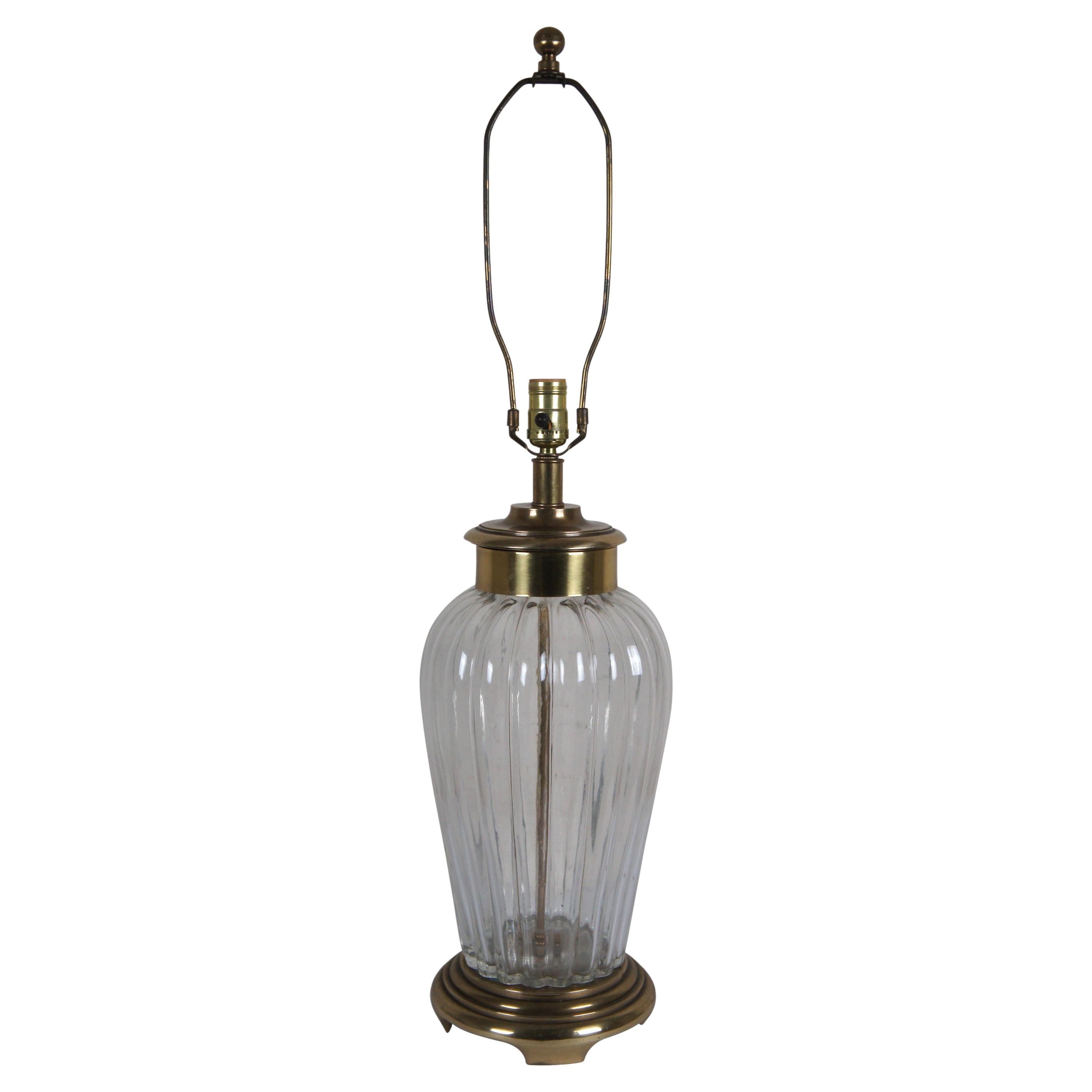 Frederick Cooper Hollywood Regency Glass Brass Ginger Jar Urn Lamp 33"