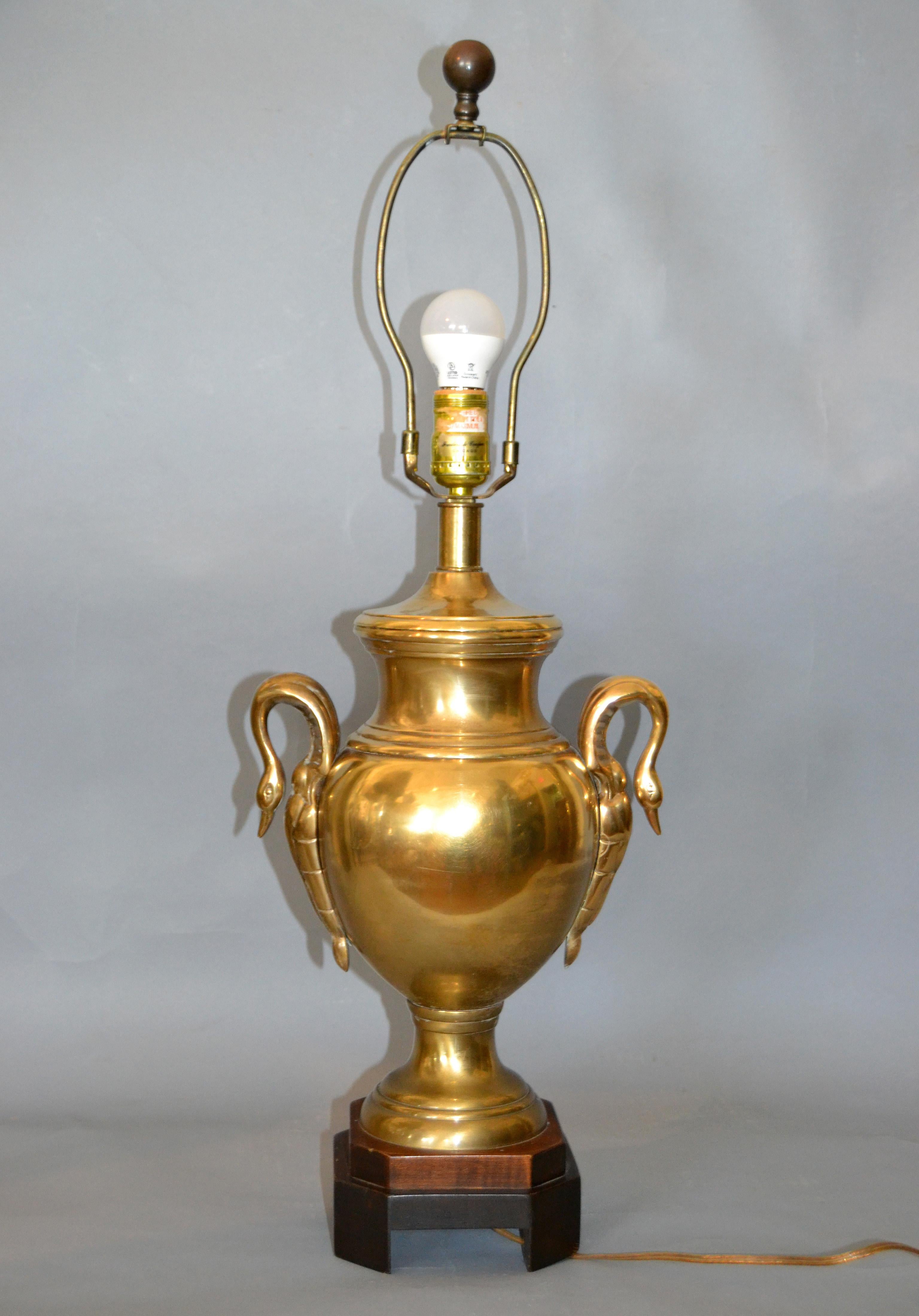 brass swan lamp
