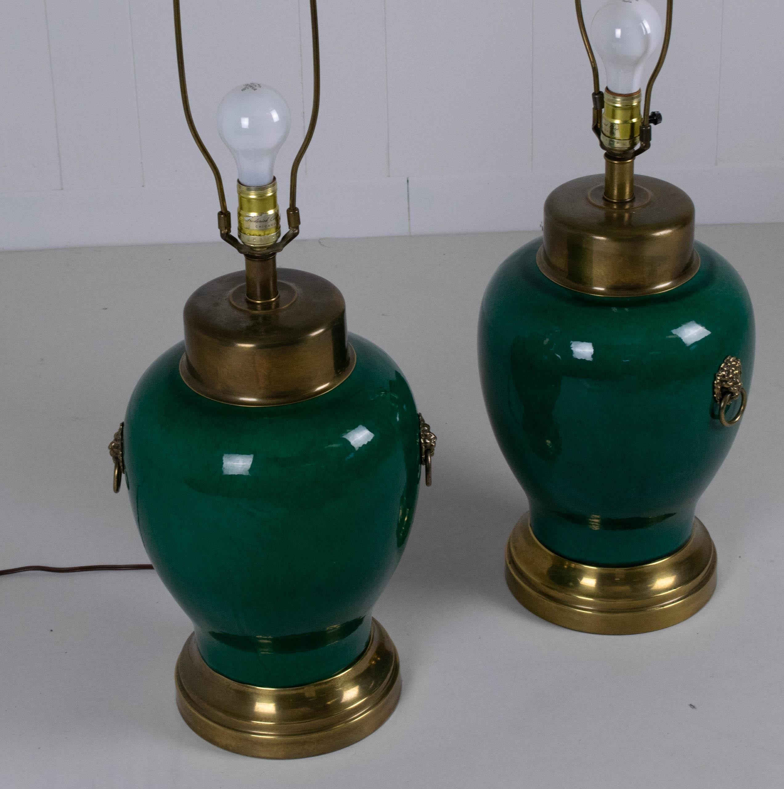 Chinoiserie Frederick Cooper Hunter Green Table Lamps
