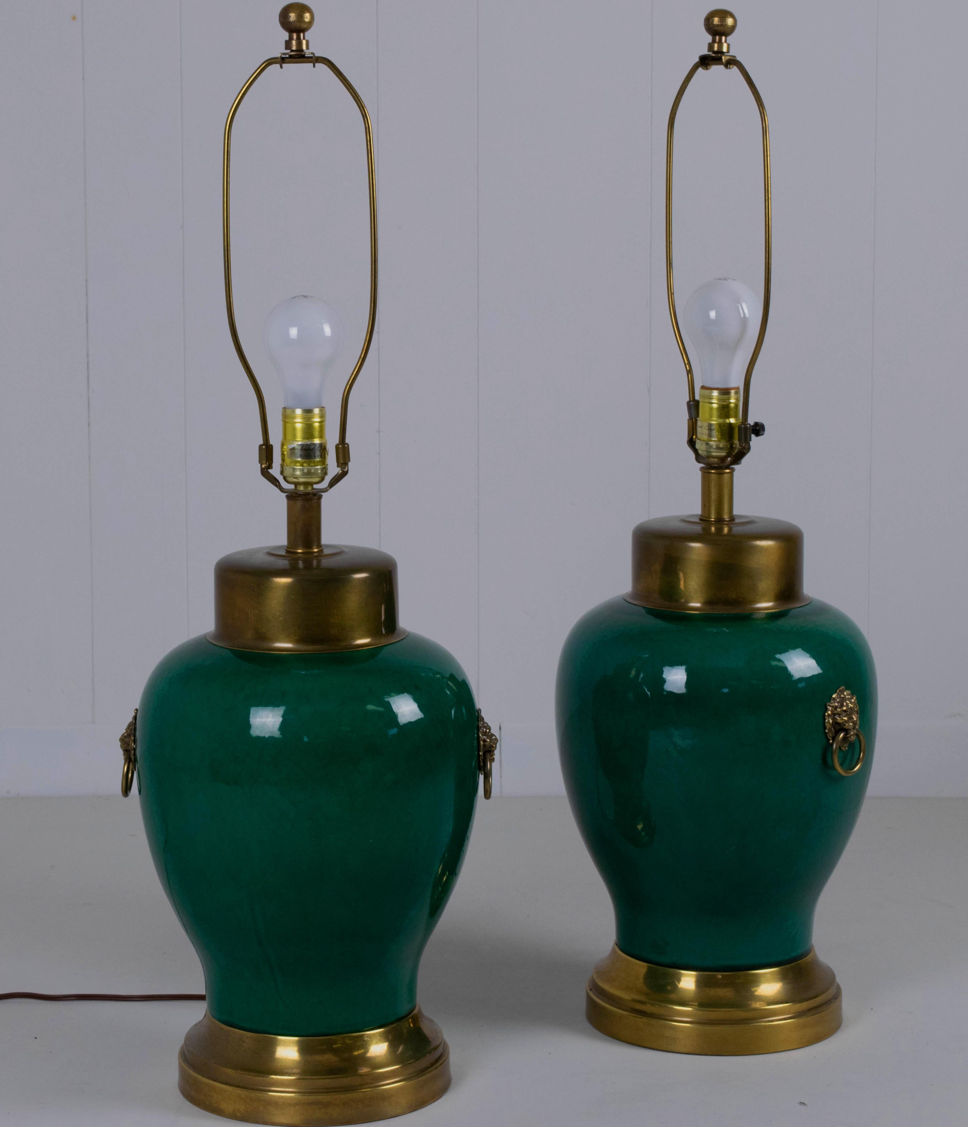 American Frederick Cooper Hunter Green Table Lamps