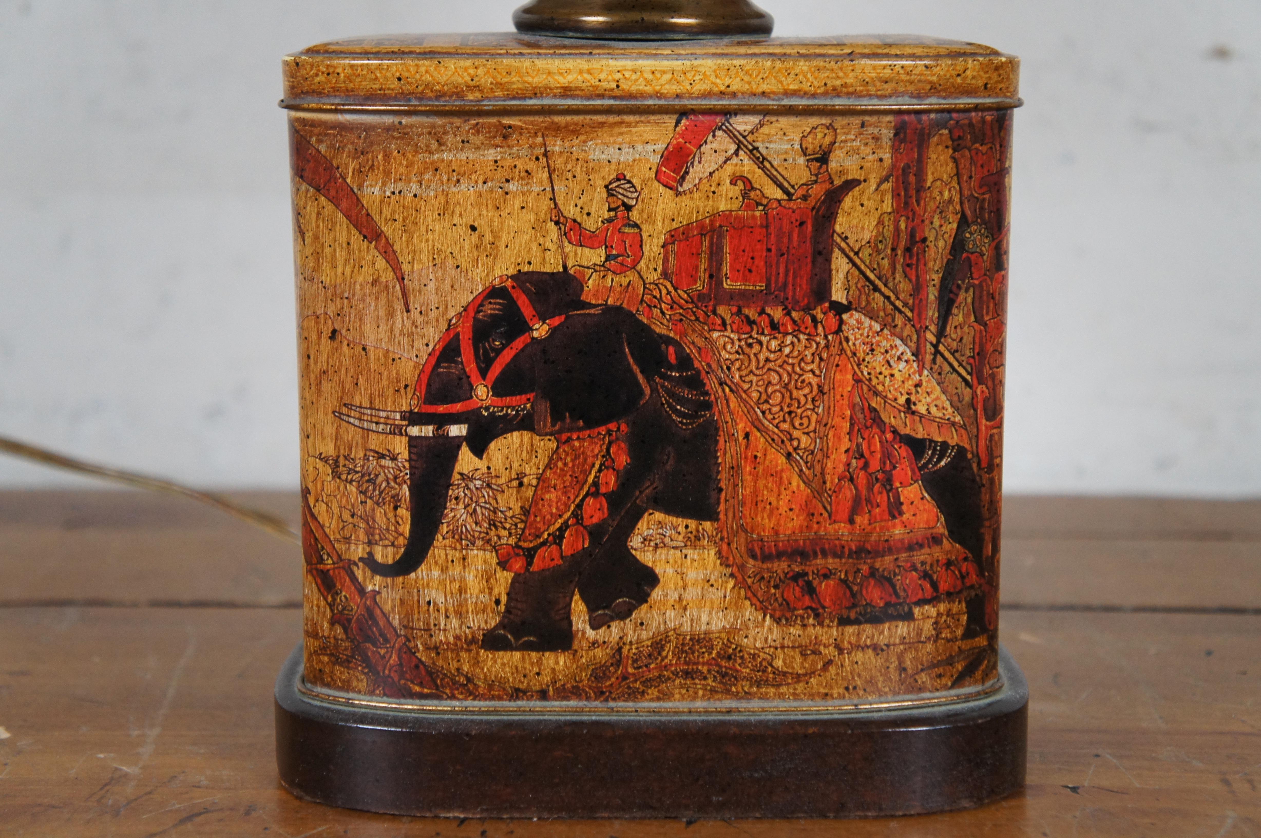 Frederick Cooper Indian Elephant Tea Caddy Library Reading Table Lamp 15