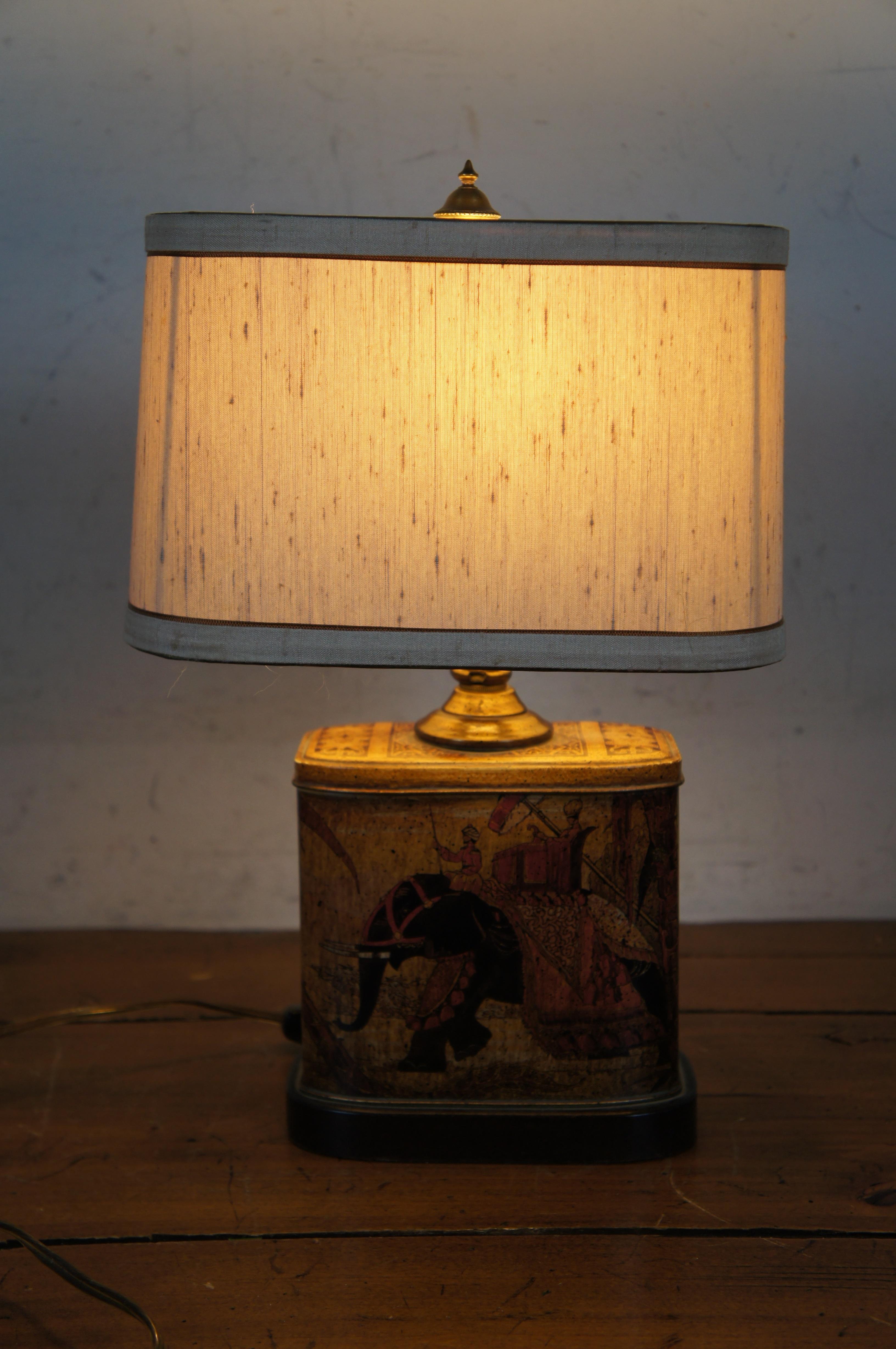 Frederick Cooper Indian Elephant Tea Caddy Library Reading Table Lamp 15
