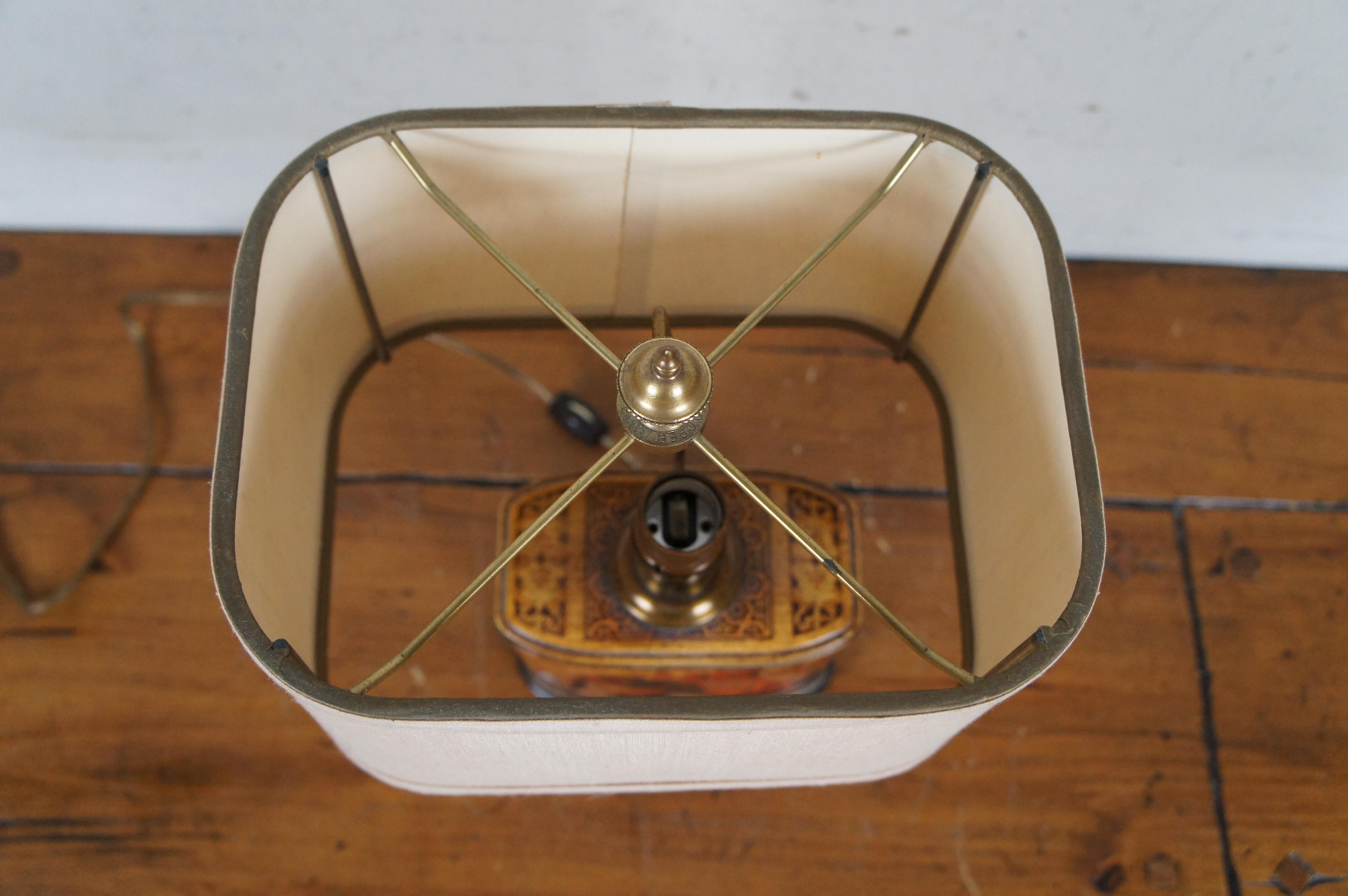 Tin Frederick Cooper Indian Elephant Tea Caddy Library Reading Table Lamp 15
