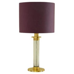 Frederick Cooper Lucite Column Lamp with a Brass Circular Base and Top, 1970s