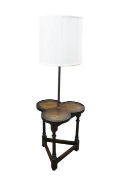 Frederick Cooper Mid Century Jacobean Style Oak Clover Table Floor Lamp Stand