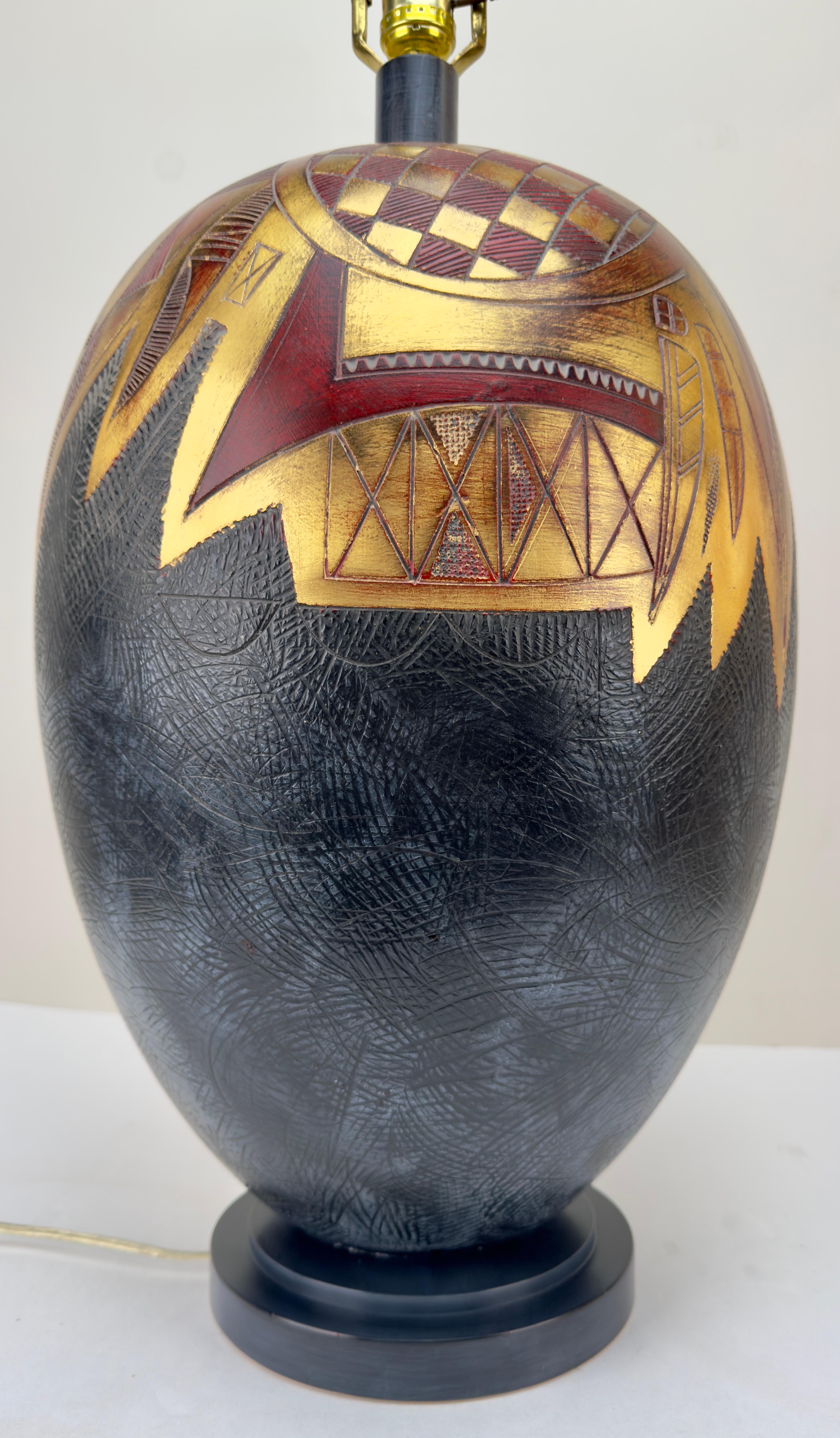 Lampada da tavolo Frederick Cooper Mid Century Modern Ginger Jar Gold & Black, una coppia in vendita 2