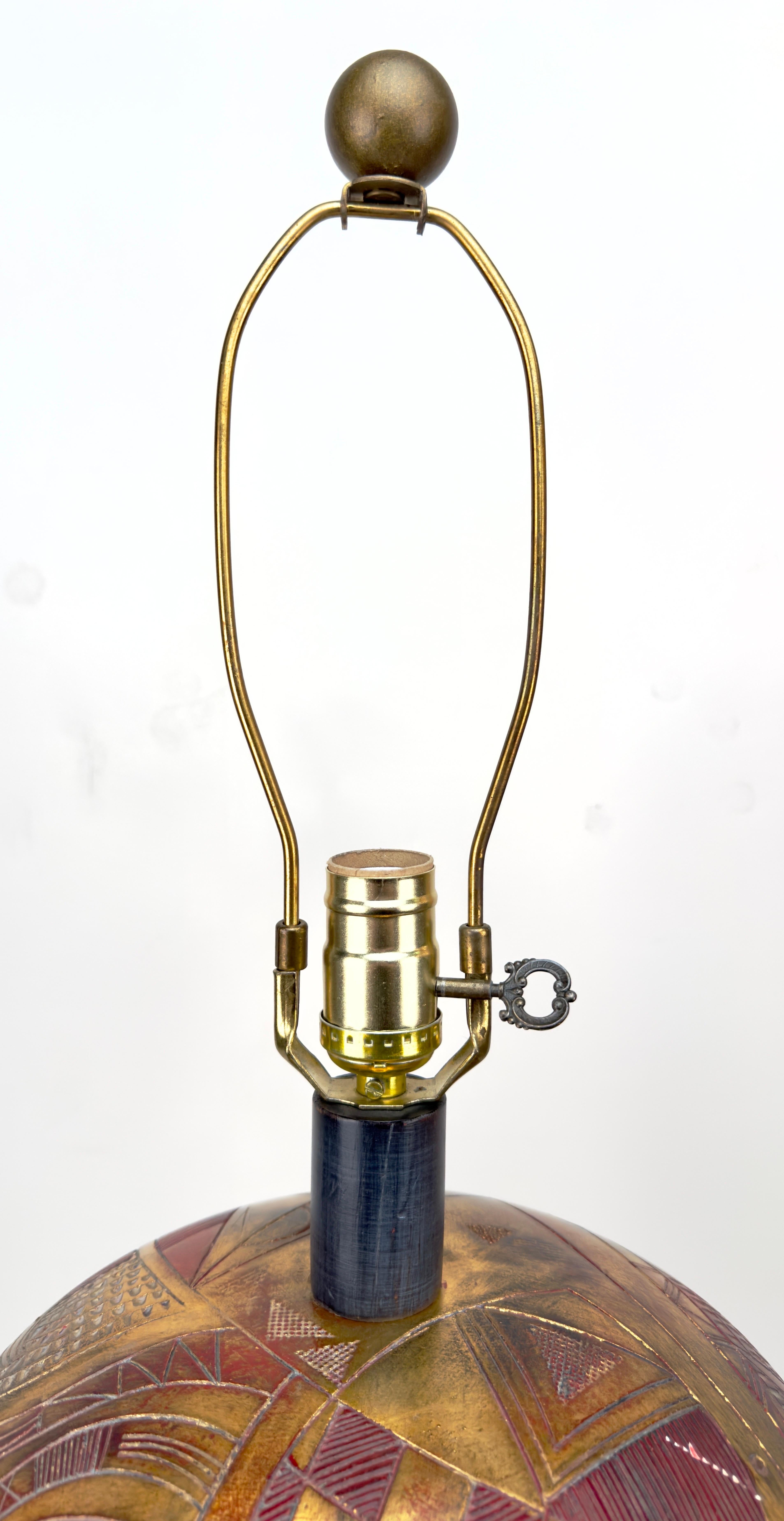 Lampada da tavolo Frederick Cooper Mid Century Modern Ginger Jar Gold & Black, una coppia in vendita 5