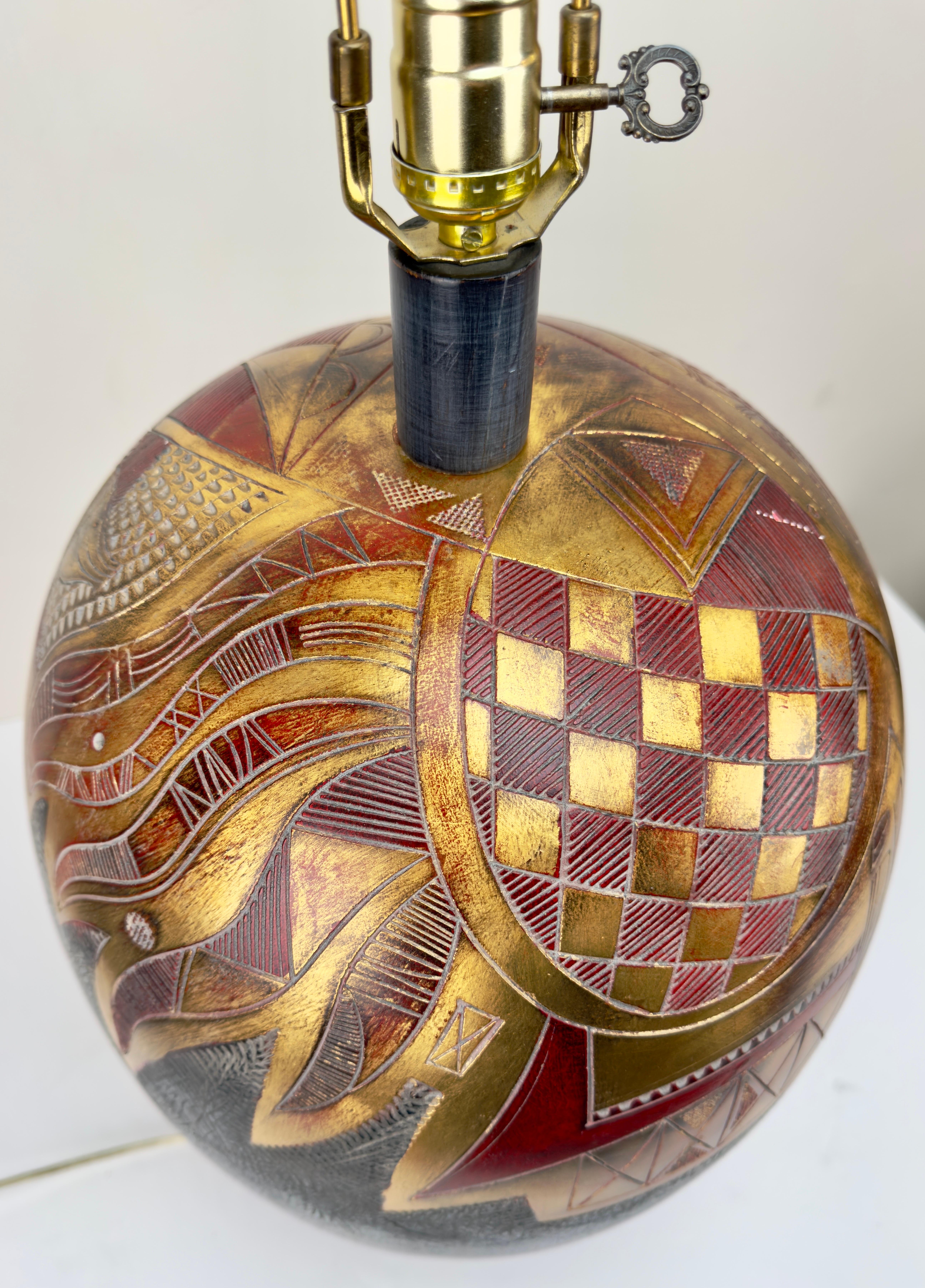 Lampada da tavolo Frederick Cooper Mid Century Modern Ginger Jar Gold & Black, una coppia in vendita 7