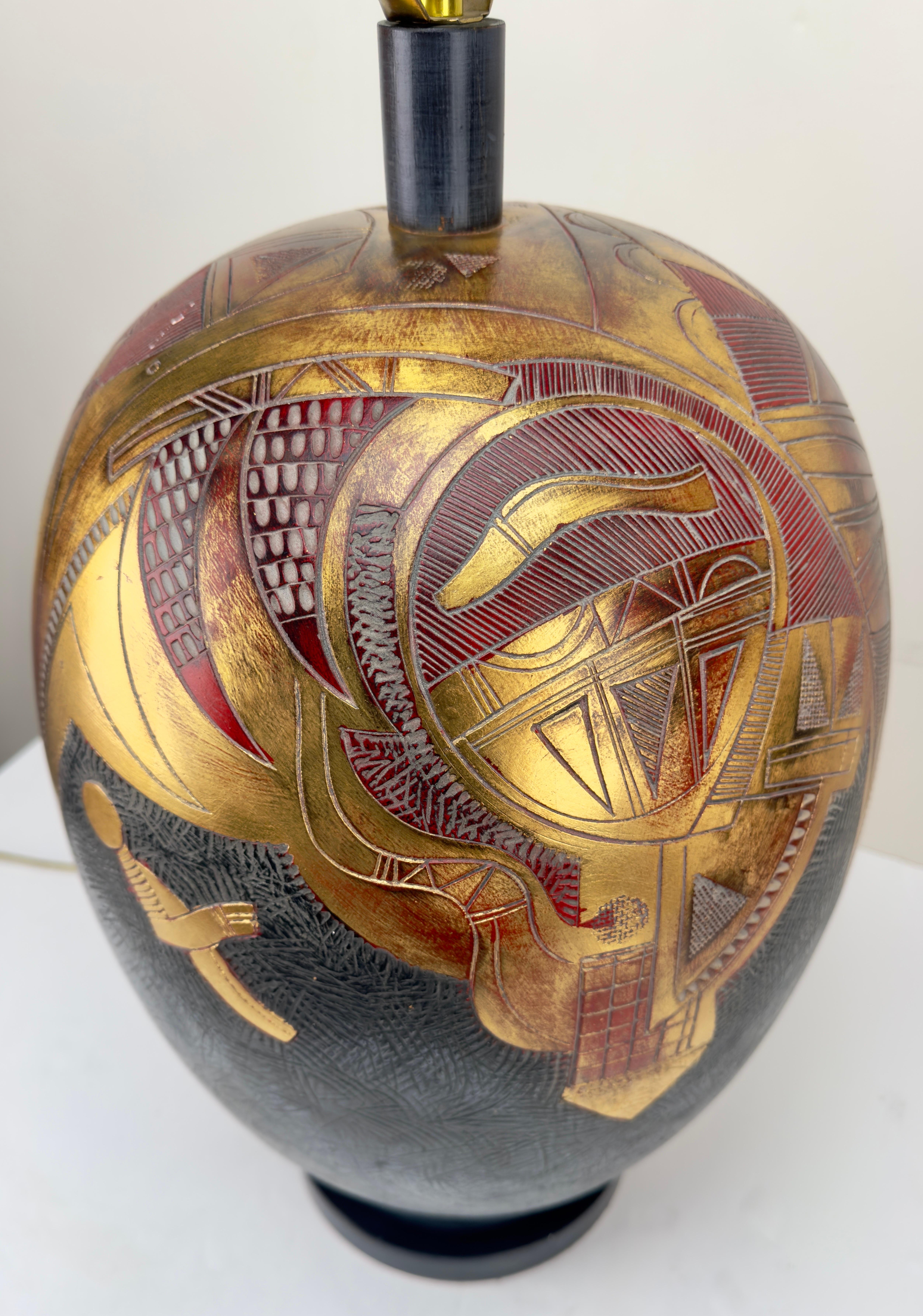 Lampada da tavolo Frederick Cooper Mid Century Modern Ginger Jar Gold & Black, una coppia in vendita 8