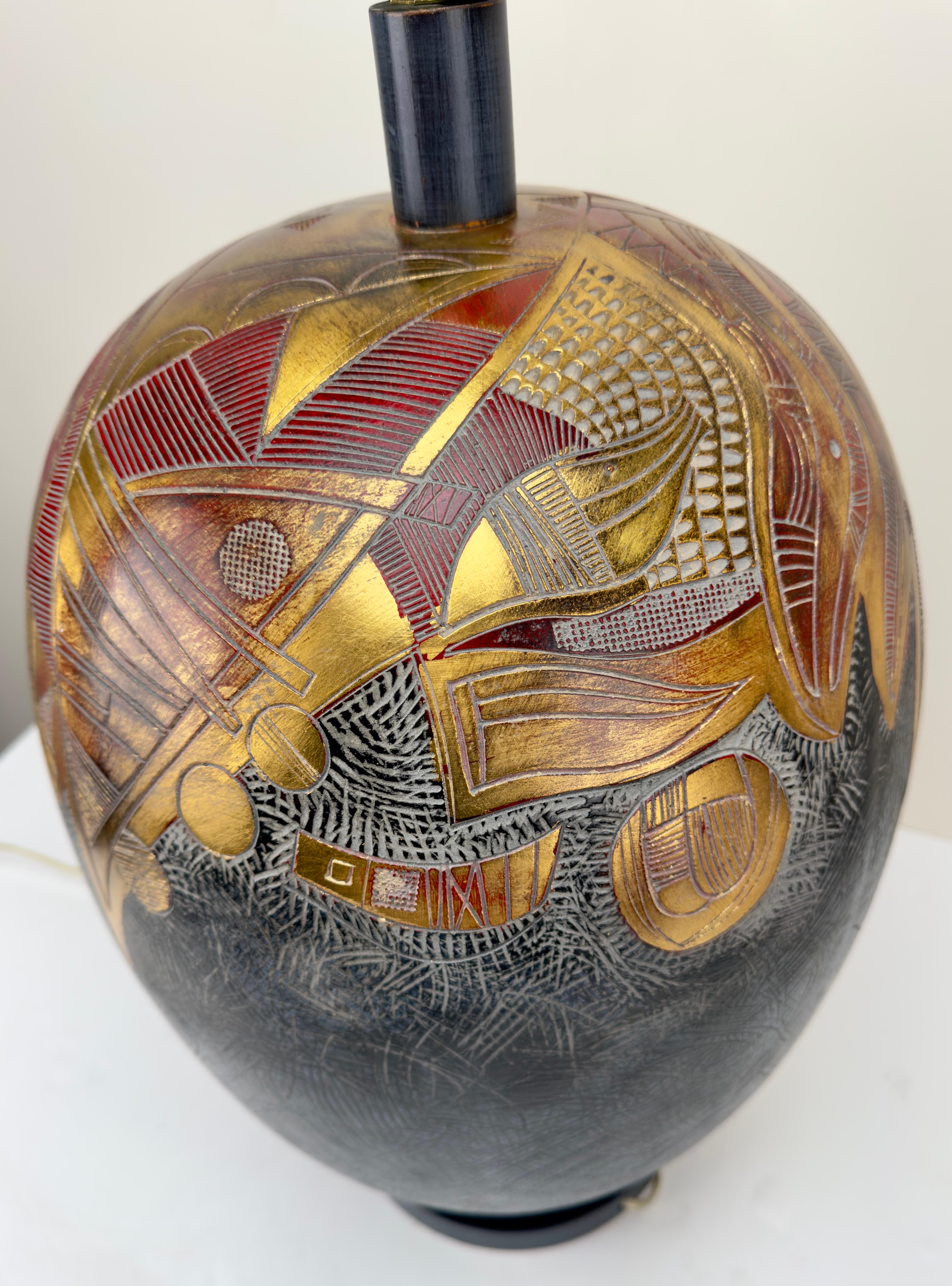 Lampada da tavolo Frederick Cooper Mid Century Modern Ginger Jar Gold & Black, una coppia in vendita 9