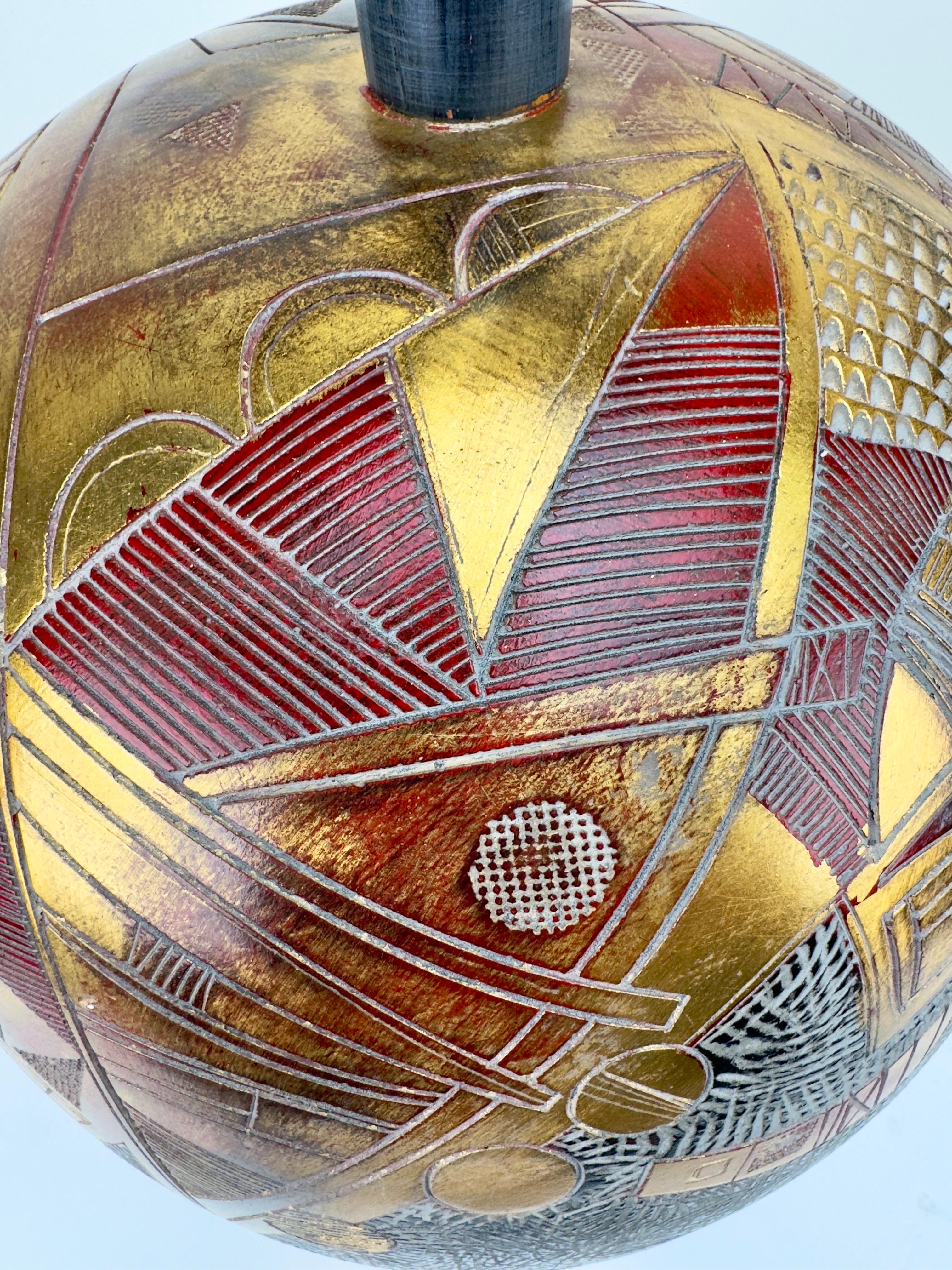 Lampada da tavolo Frederick Cooper Mid Century Modern Ginger Jar Gold & Black, una coppia in vendita 11