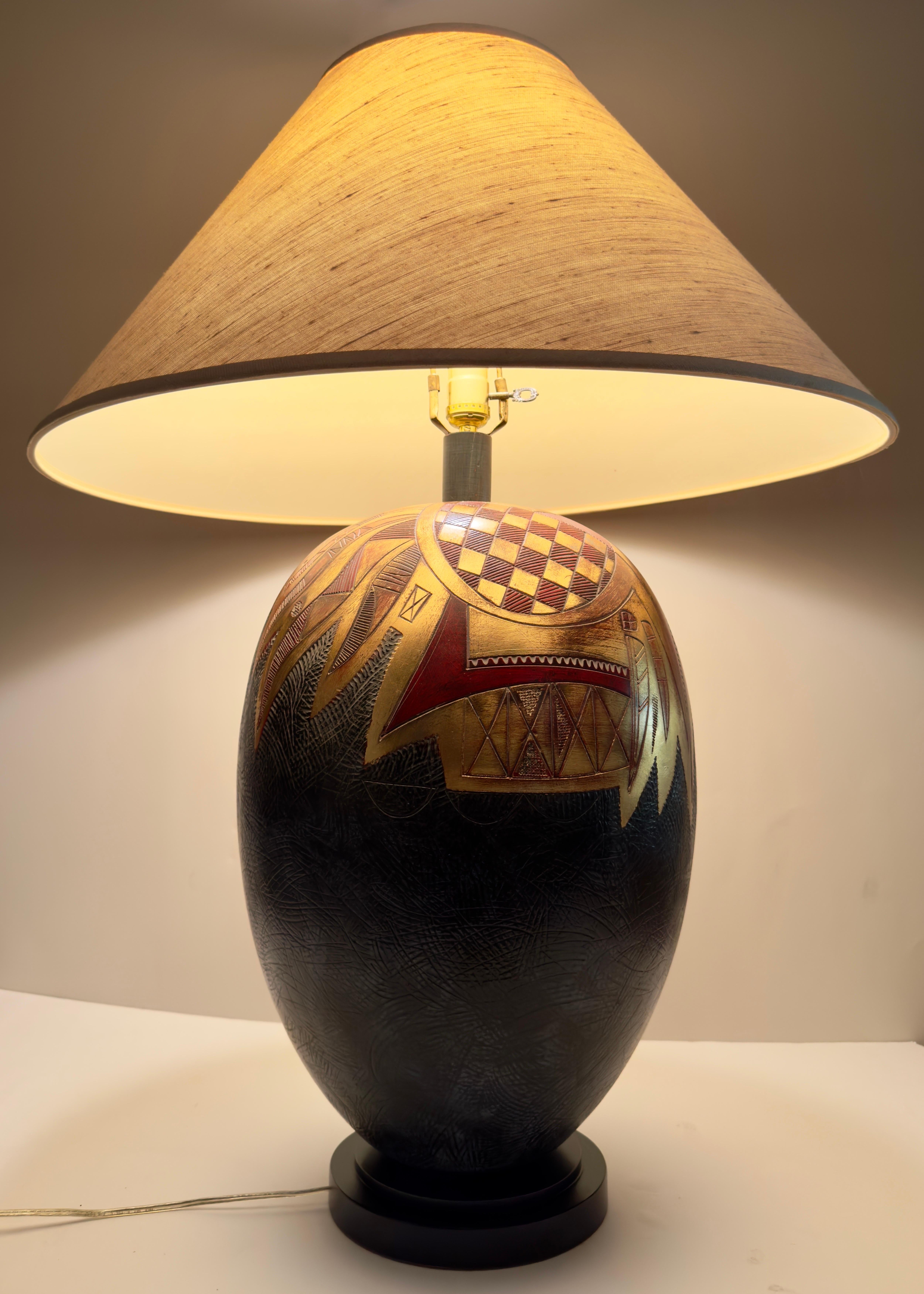 Lampada da tavolo Frederick Cooper Mid Century Modern Ginger Jar Gold & Black, una coppia In condizioni buone in vendita a Plainview, NY