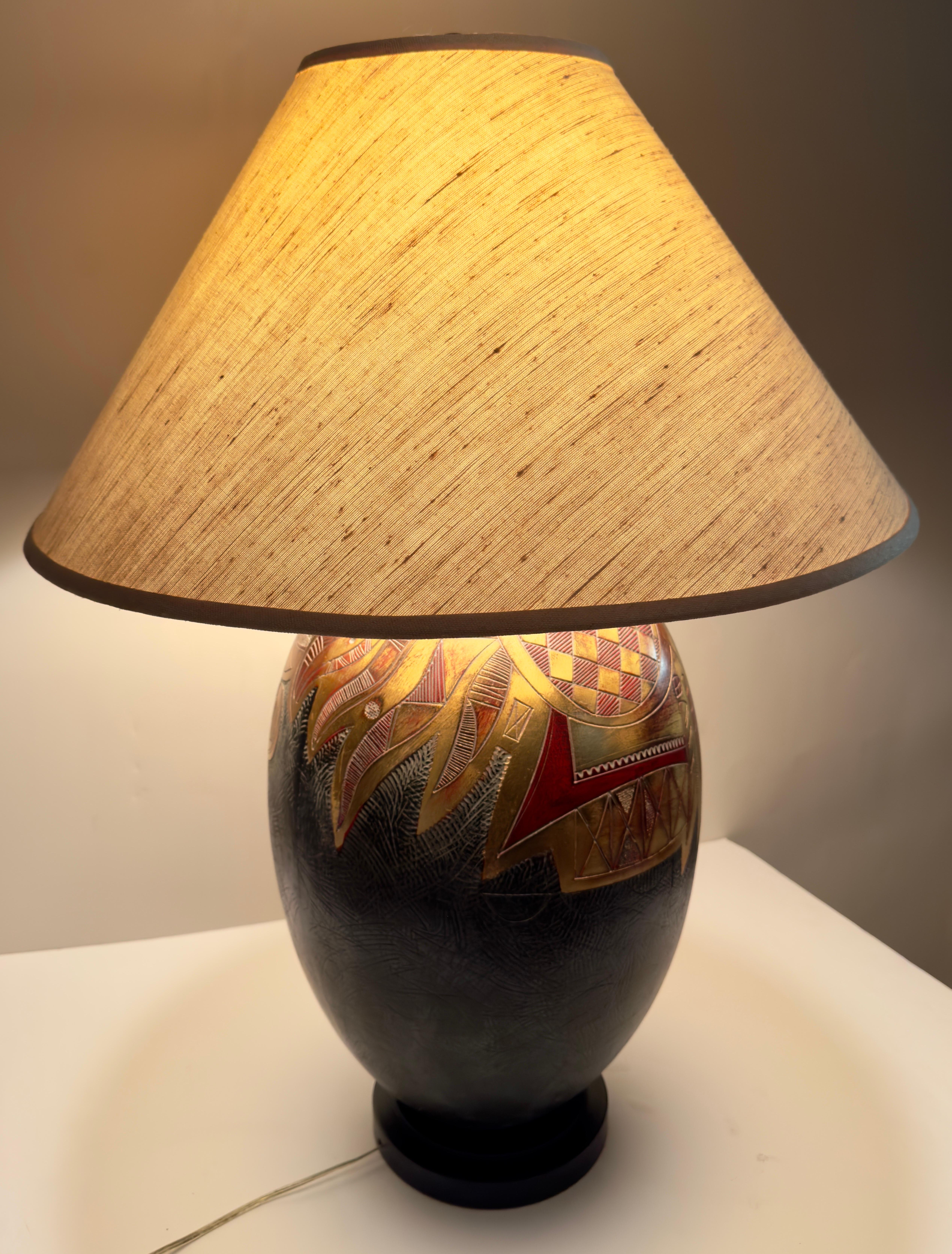 Metallo Lampada da tavolo Frederick Cooper Mid Century Modern Ginger Jar Gold & Black, una coppia in vendita