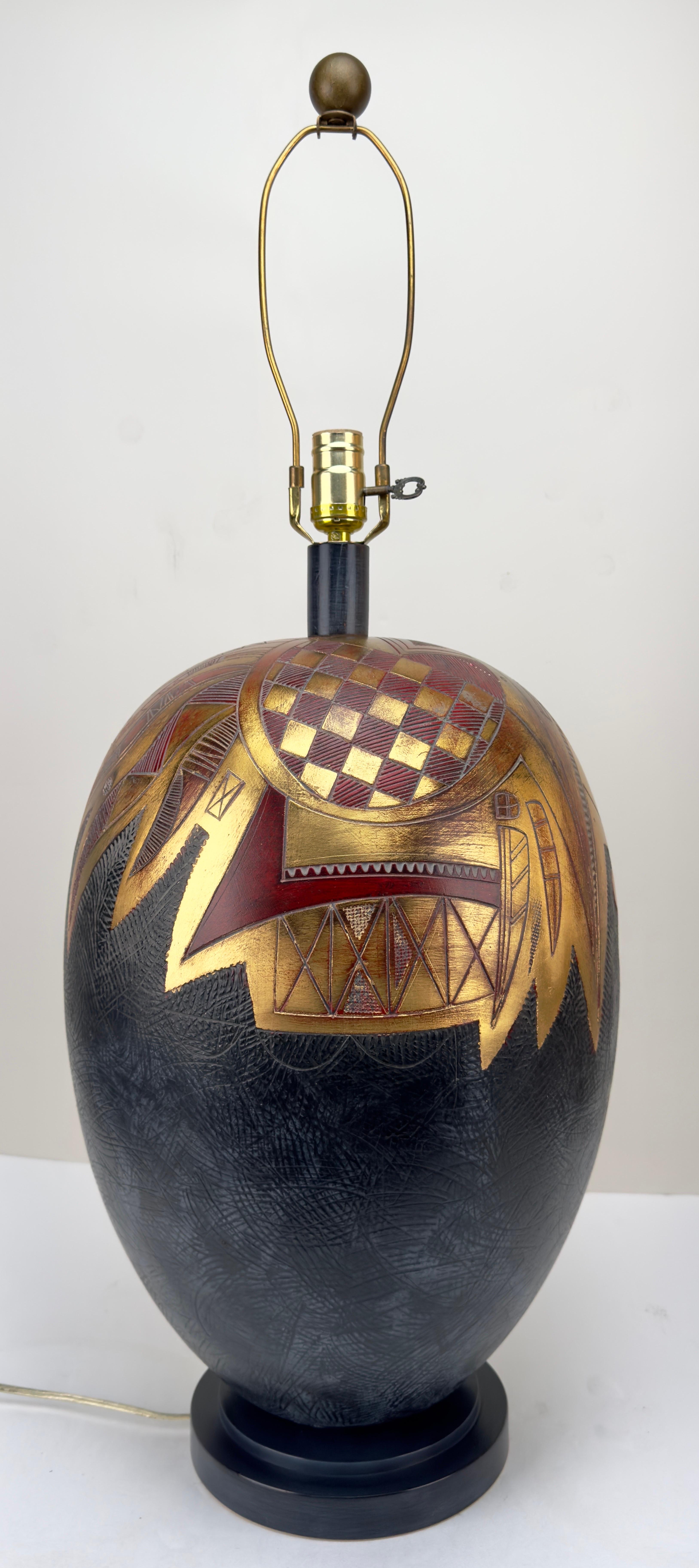 Lampada da tavolo Frederick Cooper Mid Century Modern Ginger Jar Gold & Black, una coppia in vendita 1