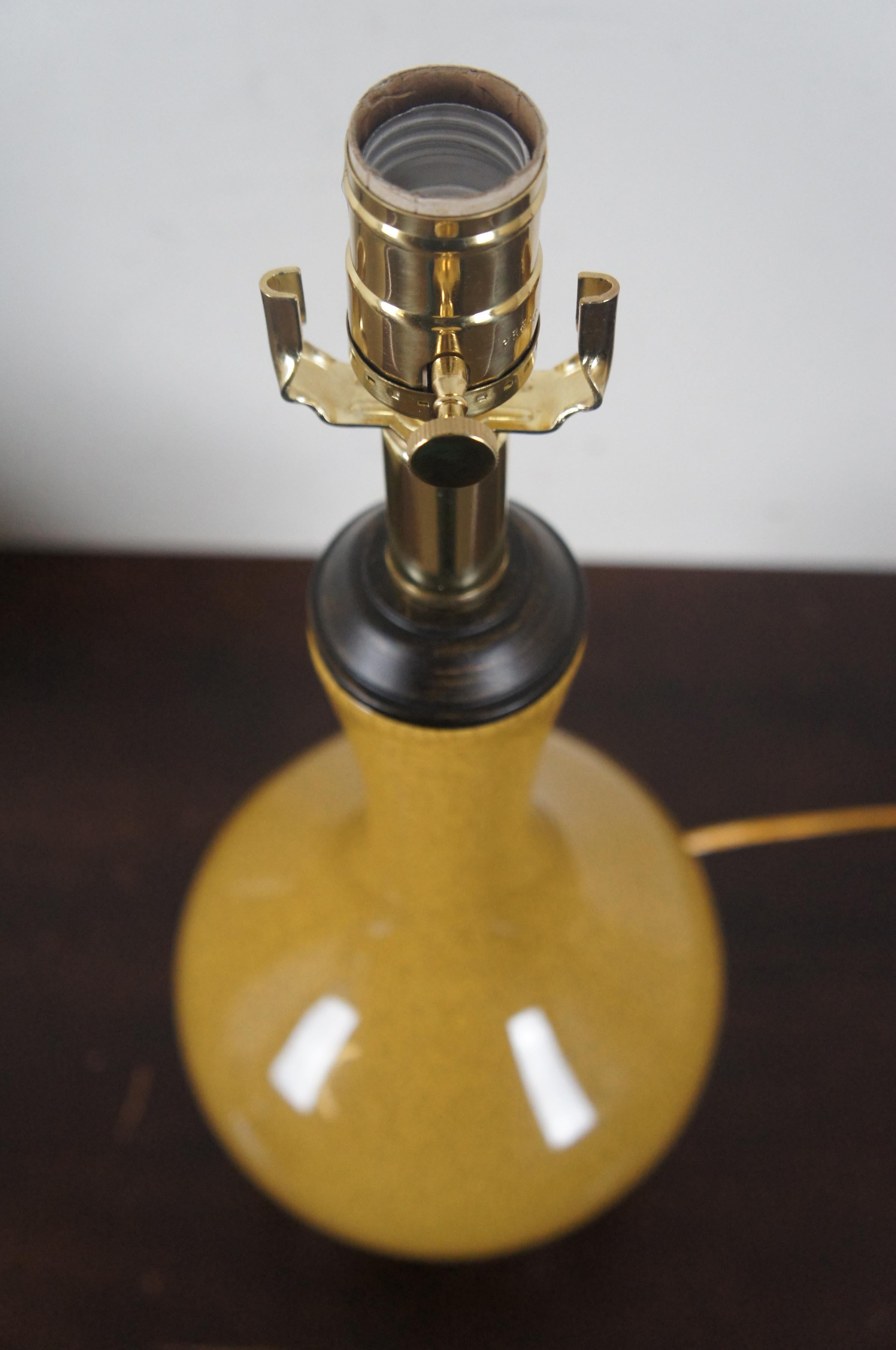 Frederick Cooper Mustard Glaze Ceramic Table Lamp Bottle Vase Crackle Finish 4