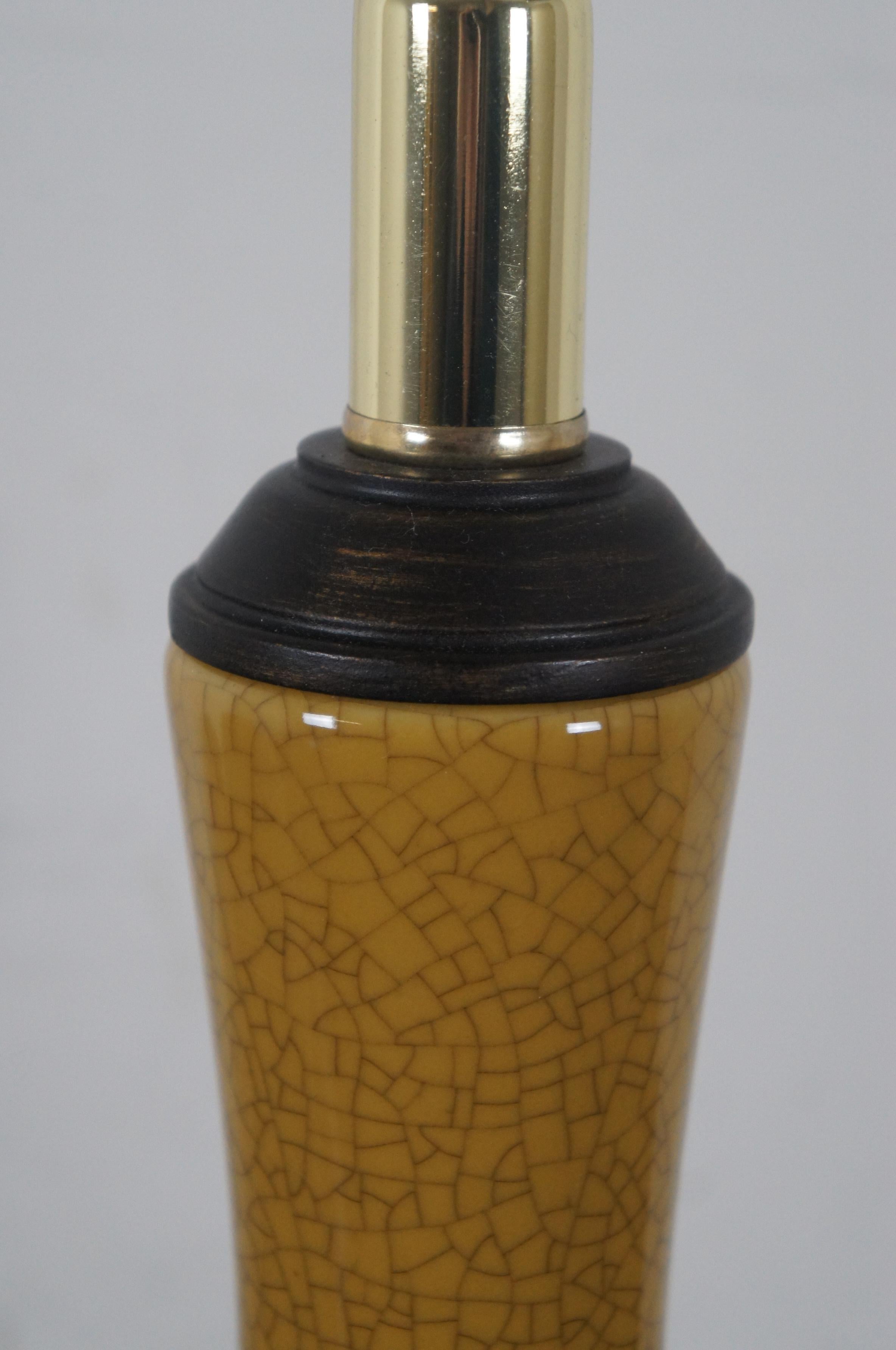 Frederick Cooper Mustard Glaze Ceramic Table Lamp Bottle Vase Crackle Finish 5