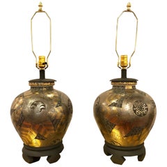 Frederick Cooper Pair of Table Lamps in Ginger Jar Form