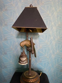 Frederick Cooper Parrot Brass Table Lamp Faux Bamboo