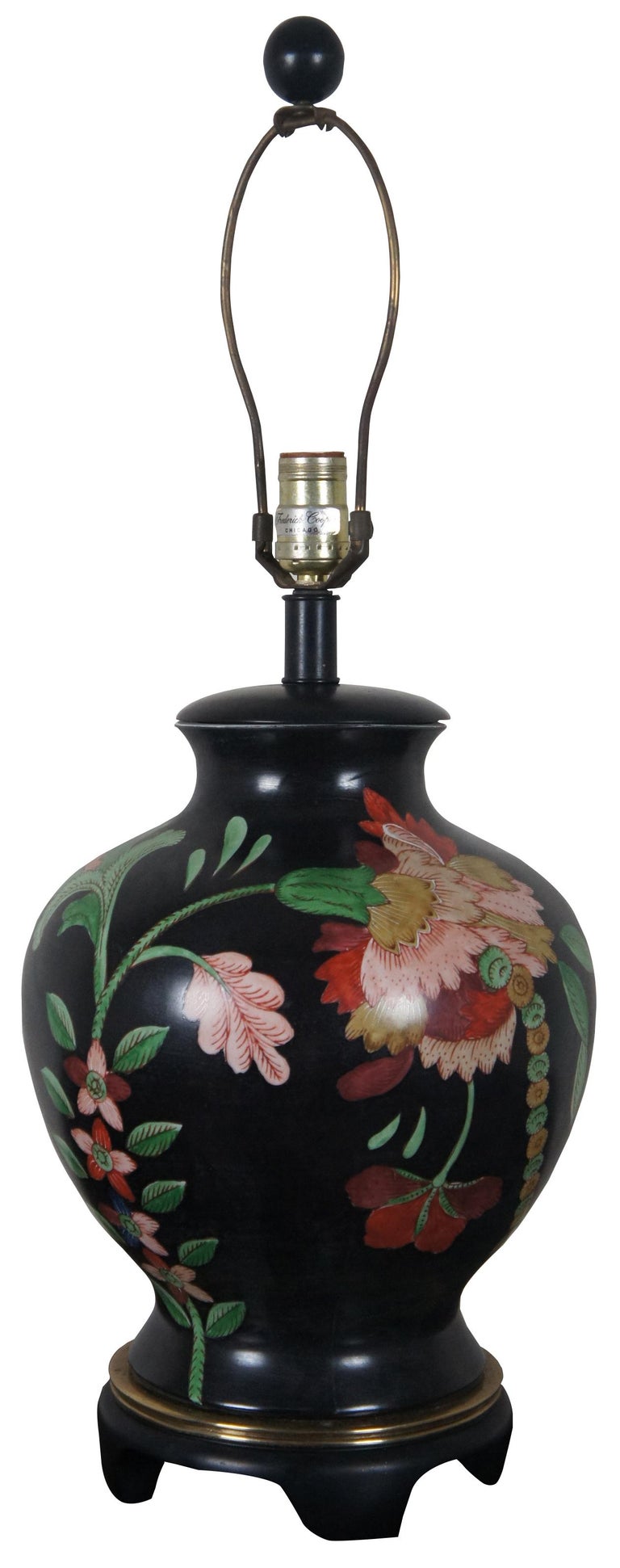 Frederick Cooper Porcelain Chinoiserie Ginger Jar Table Lamp Black