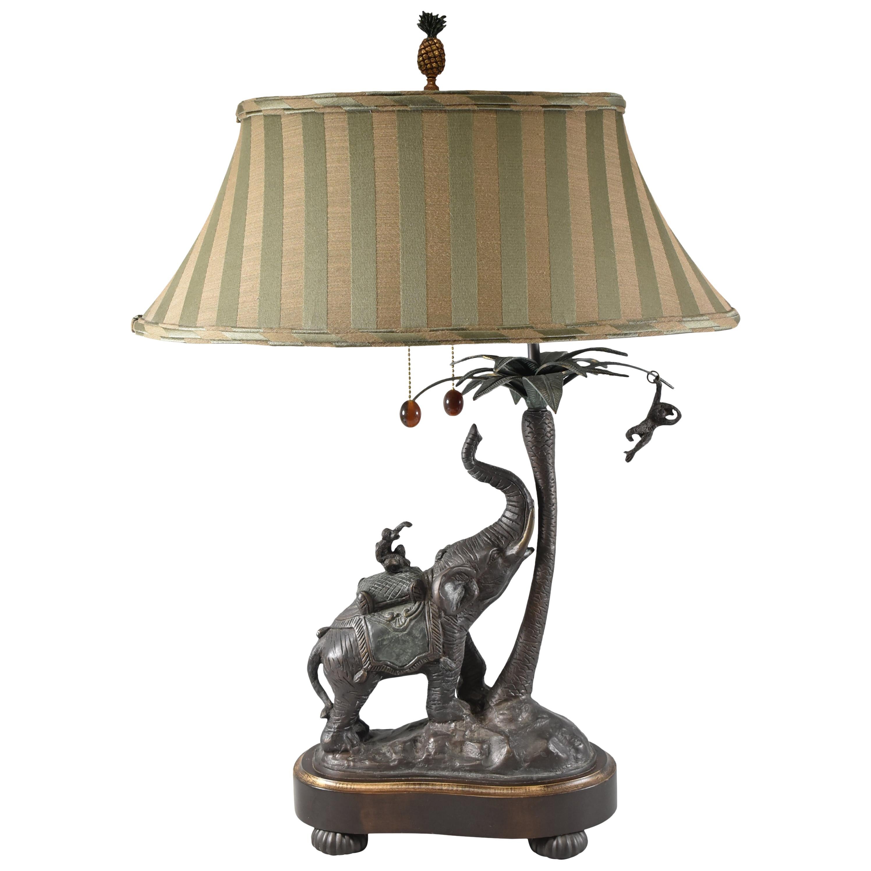 Frederick Cooper Safari Collection Elephant, Palm Tree, Monkey Table Lamp