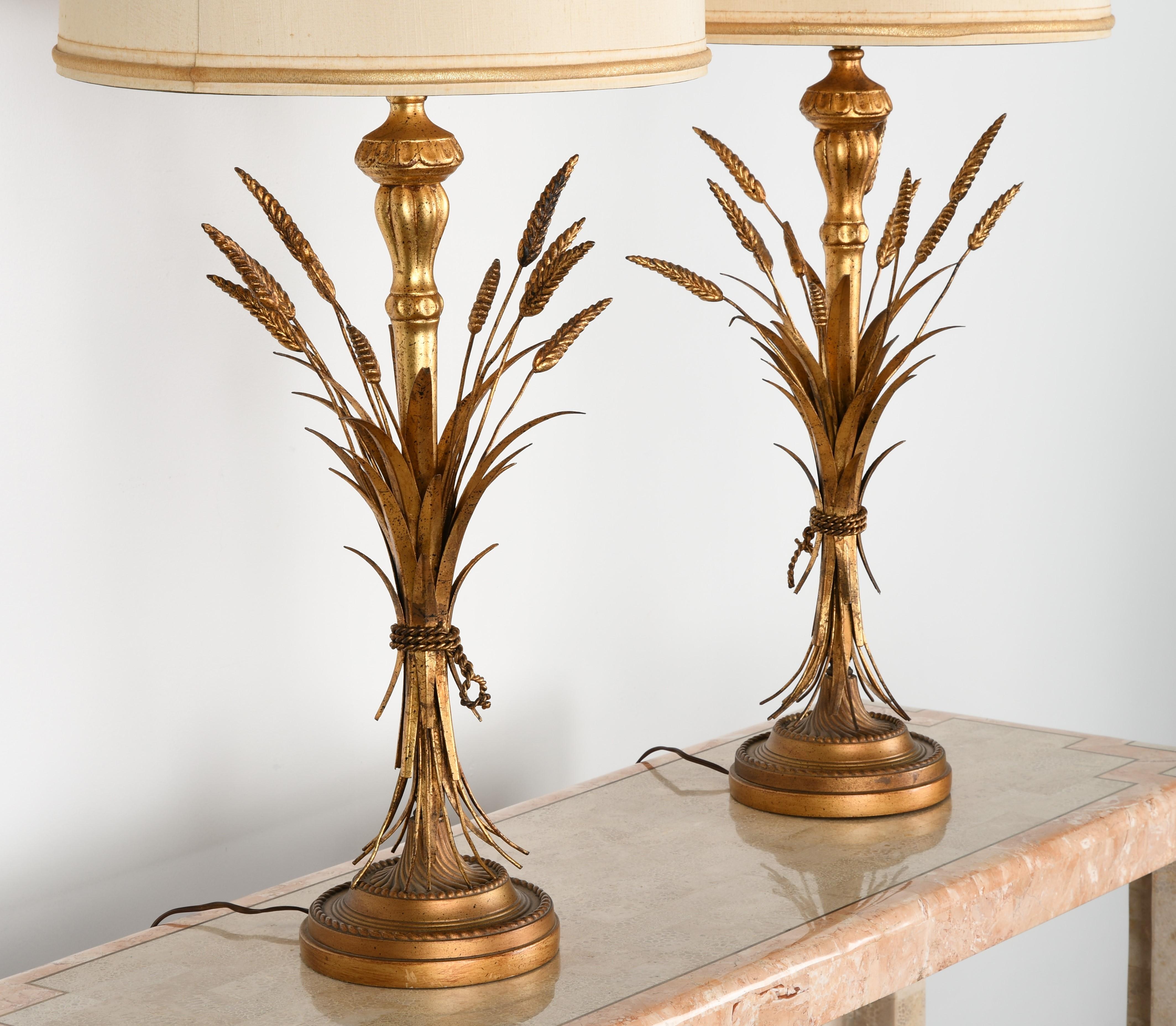 Hollywood Regency Frederick Cooper Sheaf of Wheat Table Lamps, 1960s