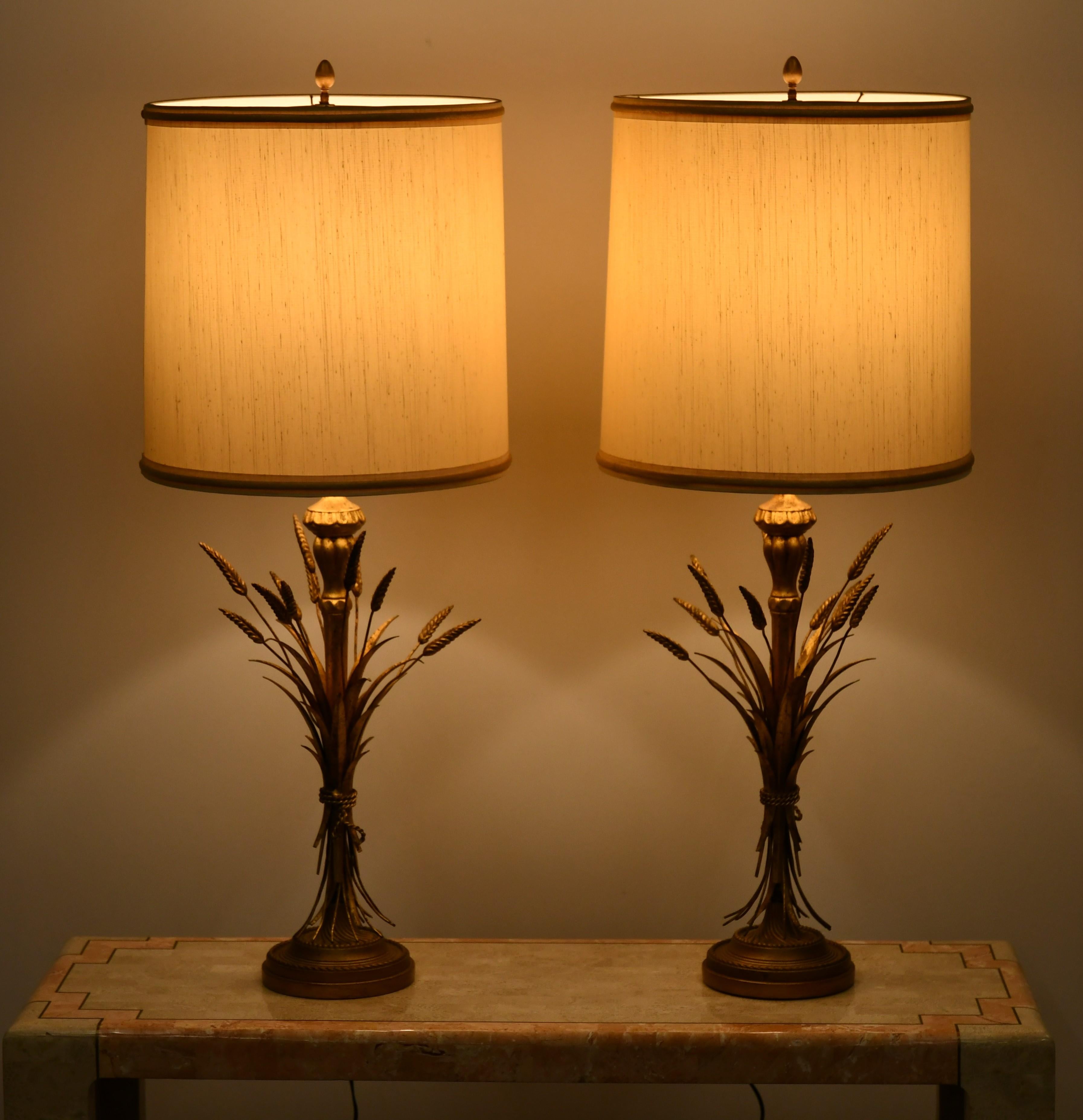 American Frederick Cooper Sheaf of Wheat Table Lamps, 1960s