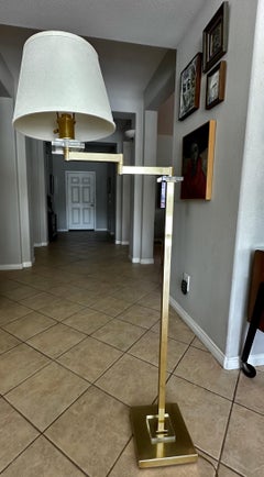 Frederick Cooper Solid Brass & Lucite Swing Arm Floor Lamp