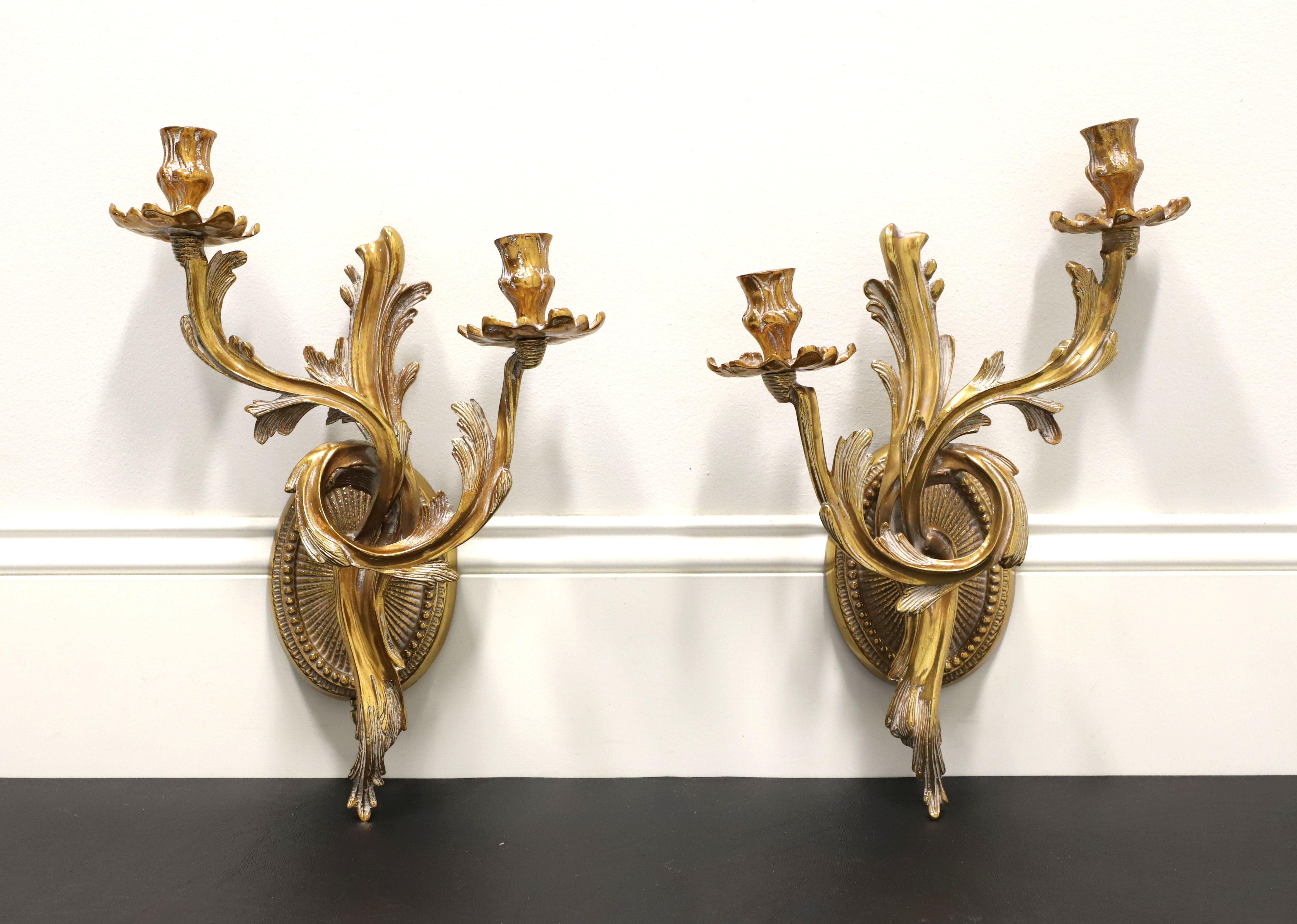 FREDERICK COOPER Solid Brass Rococo Style Candle Wall Sconces - Pair