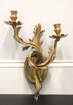 FREDERICK COOPER Solid Brass Rococo Style Candle Wall Sconces - Pair