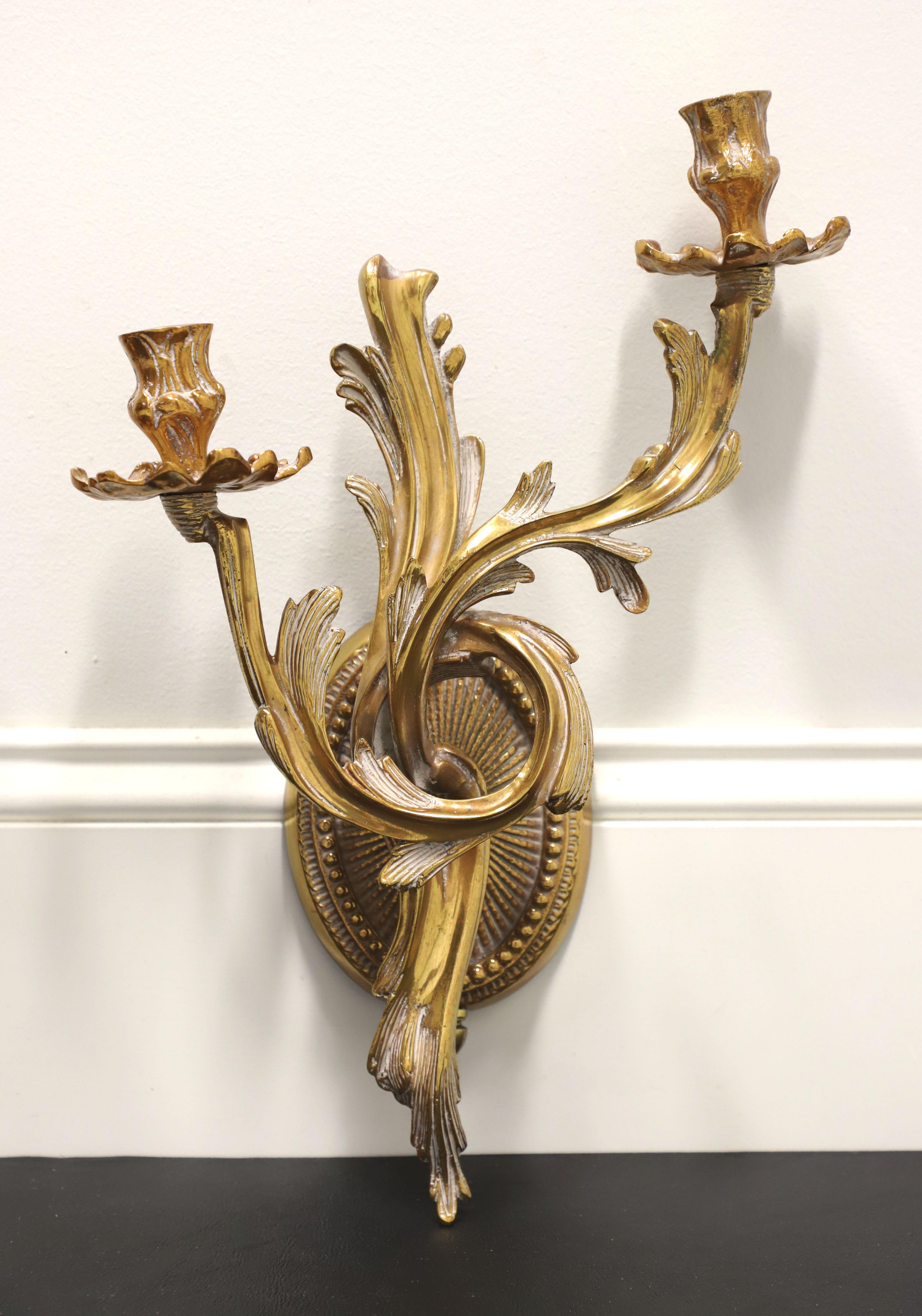 FREDERICK COOPER Solid Brass Rococo Style Candle Wall Sconces - Pair In Good Condition For Sale In Charlotte, NC