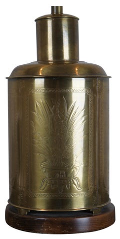 Frederick Cooper Stamped Brass Hollywood Regency Canister Table Lamp Chinoiserie