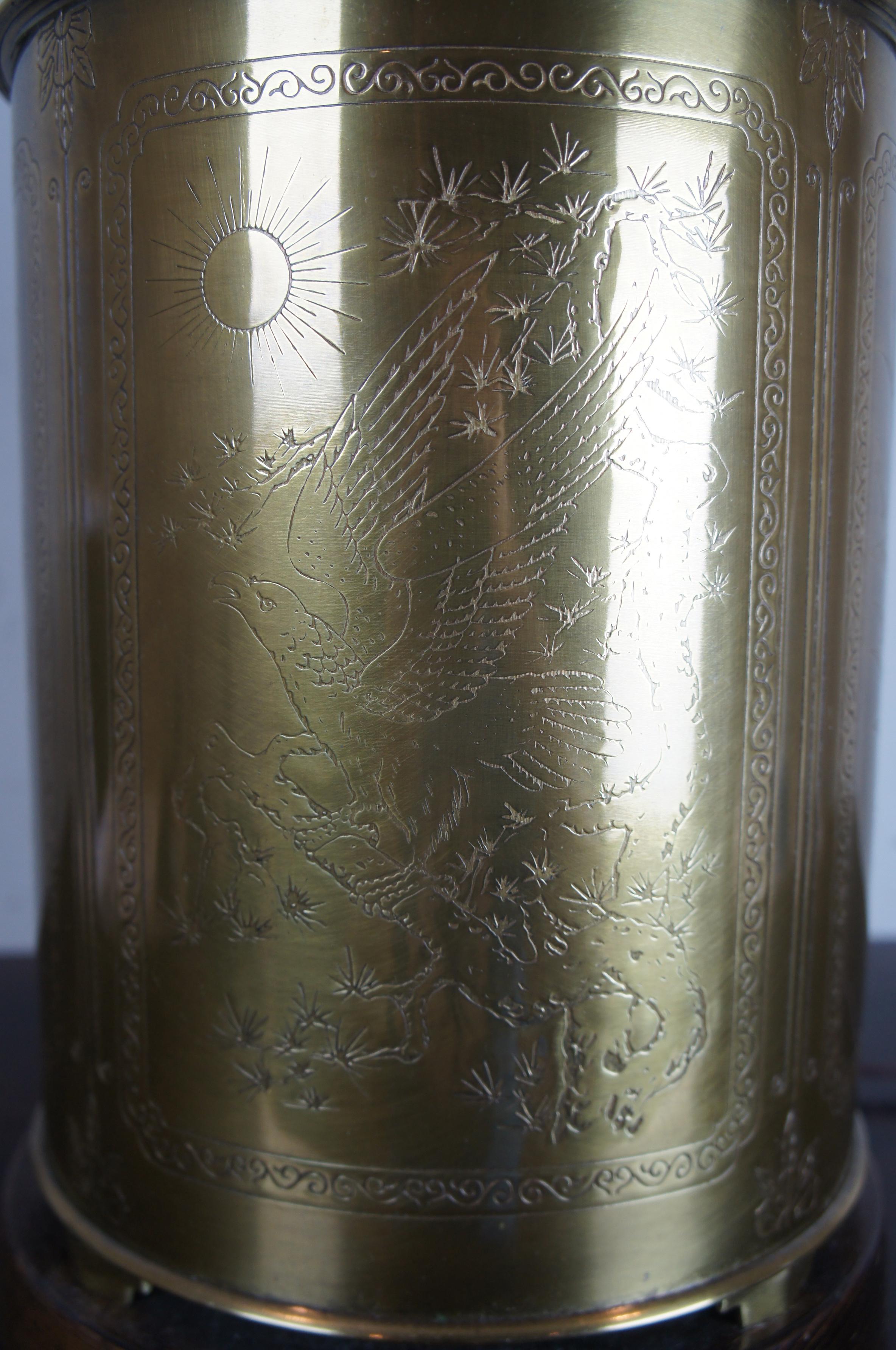 Frederick Cooper Stamped Brass Hollywood Regency Canister Table Lamp Chinoiserie In Good Condition In Dayton, OH
