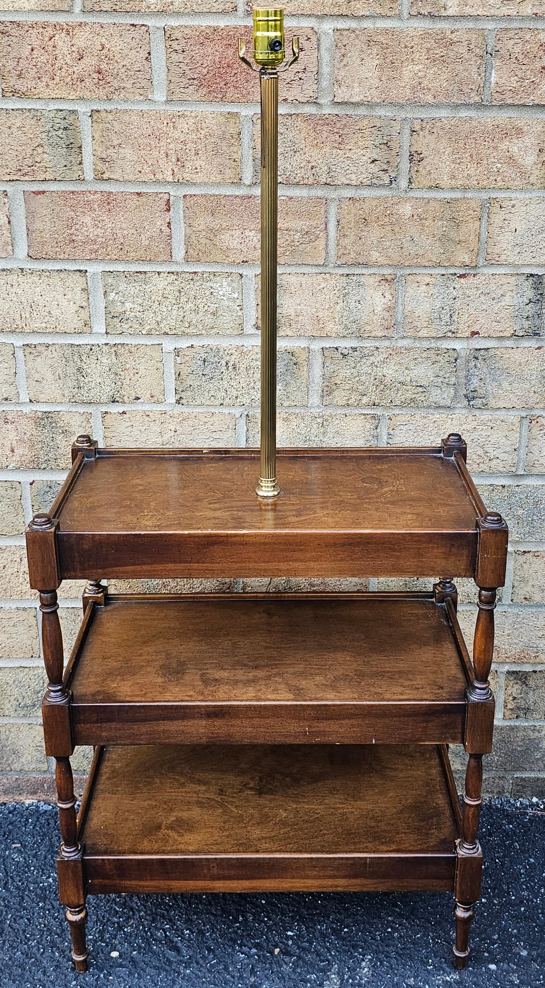 Victorian Frederick Cooper Three-Tier Walnut Side Table Floor Lamp For Sale