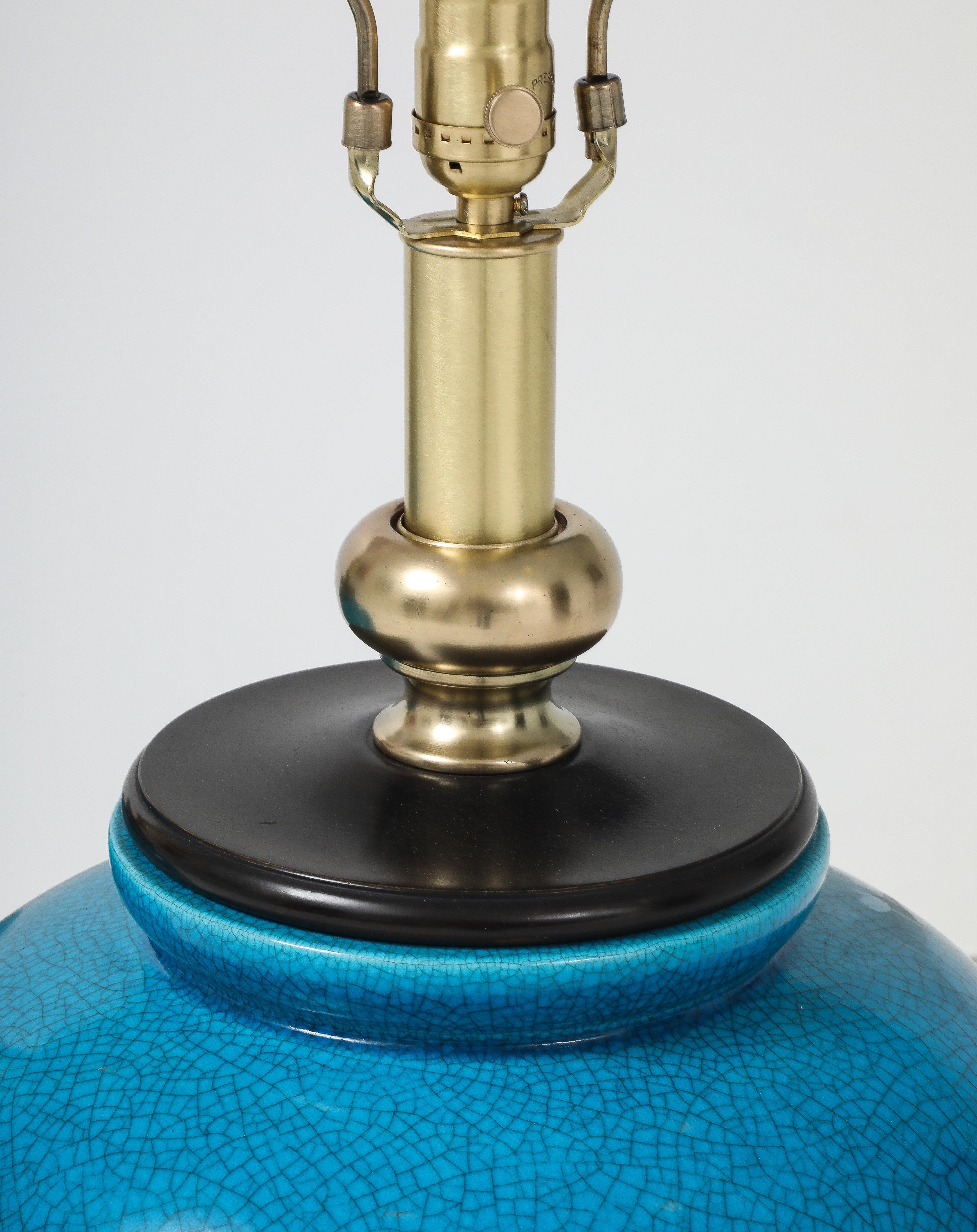 Frederick Cooper Turquoise Porcelein Lamps For Sale 3