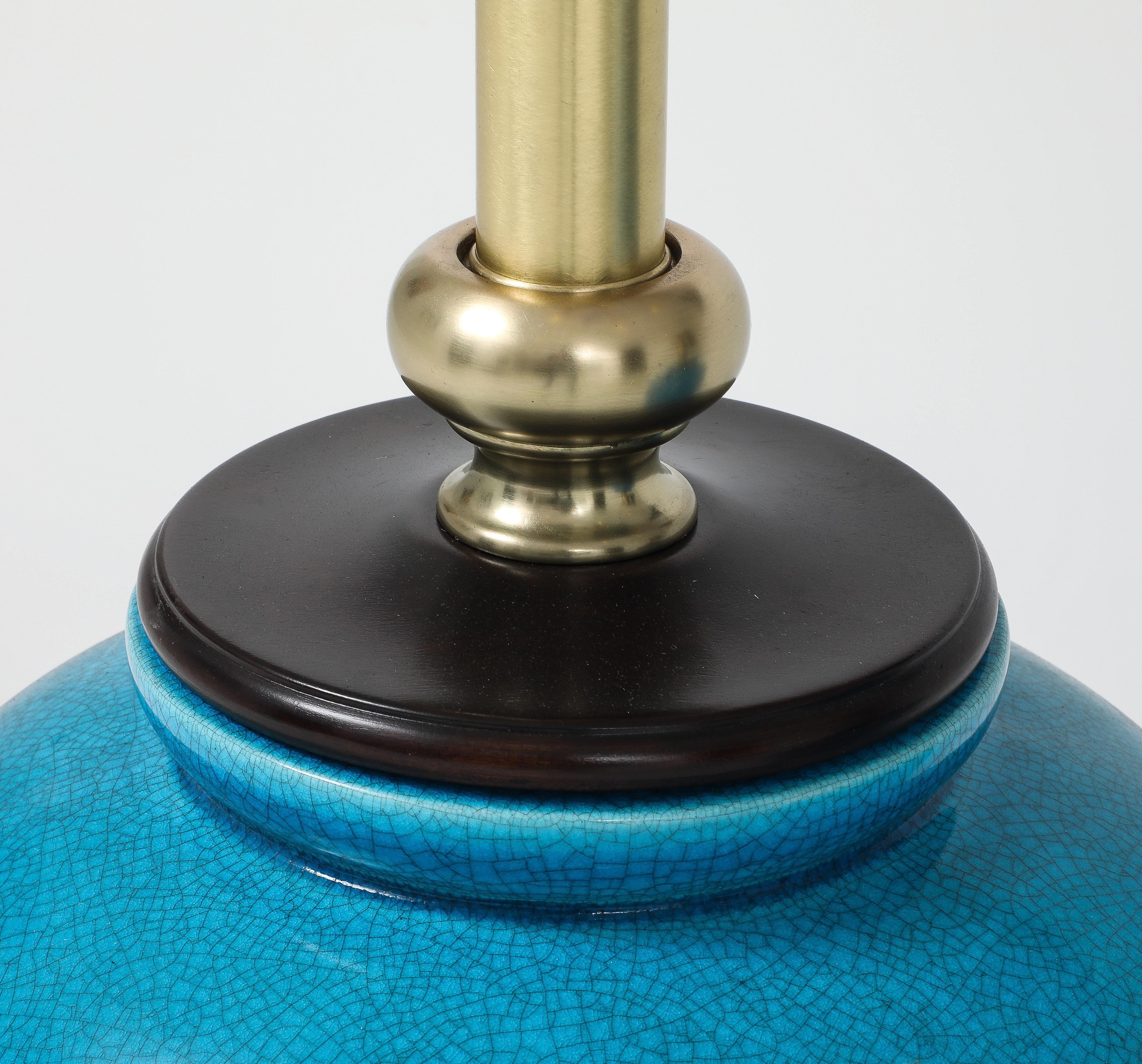 Frederick Cooper Turquoise Porcelein Lamps For Sale 4