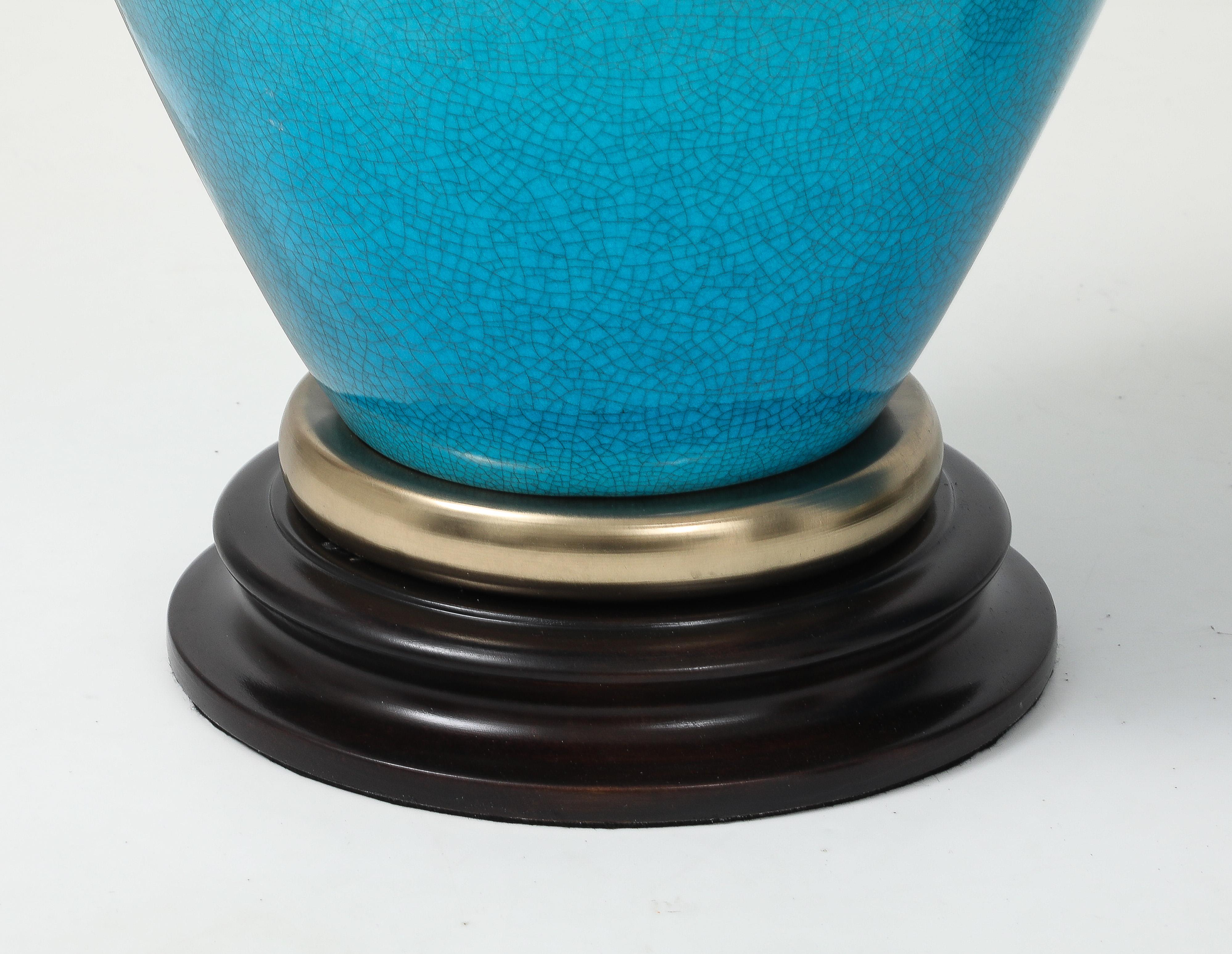 Frederick Cooper Turquoise Porcelein Lamps For Sale 5