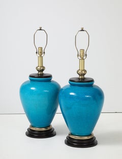 Frederick Cooper Turquoise Porcelein Lamps