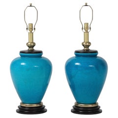 Frederick Cooper Turquoise Porcelein Lamps