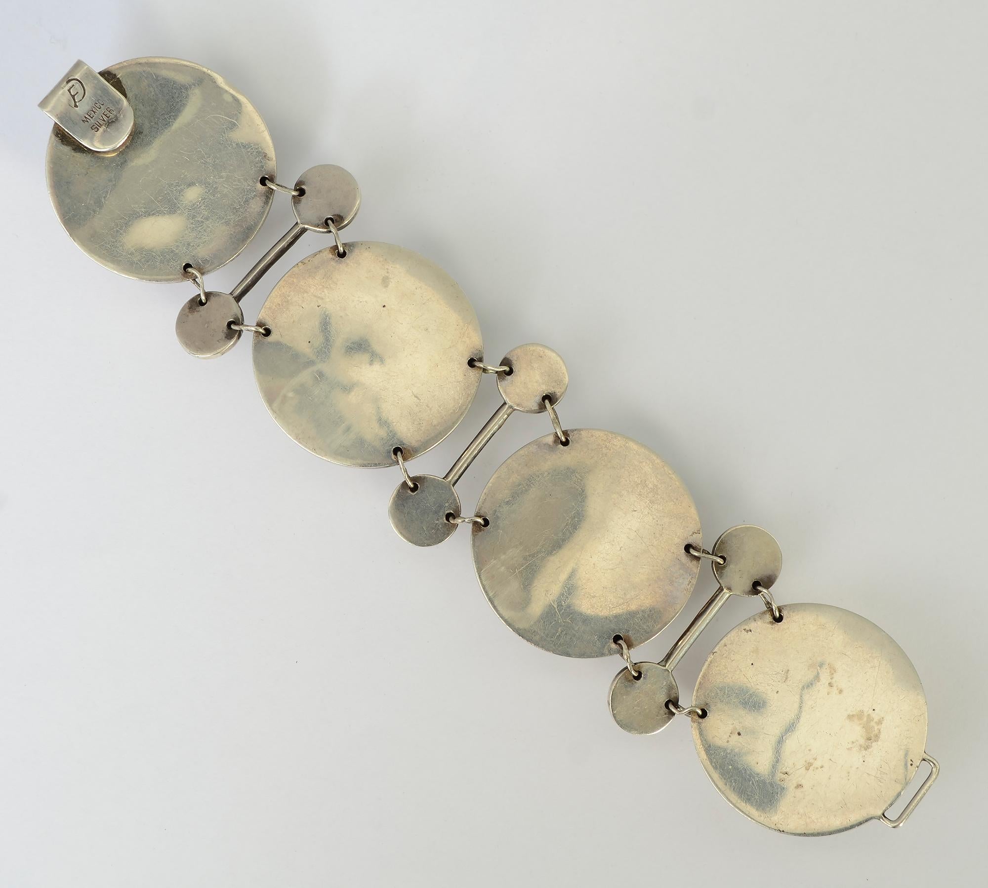 Modernist Frederick Davis Sterling Silver and Amethyst Bracelet For Sale
