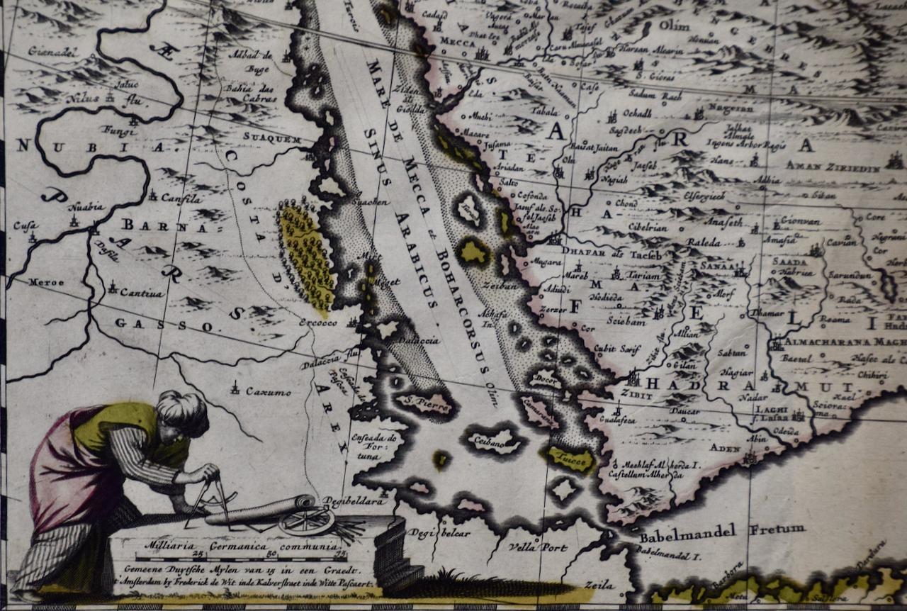 Une carte colorée à la main du XVIIe siècle représentant la Perse, l'Arménie et les régions adjacentes par De Wit  - Maîtres anciens Print par Frederick de Wit